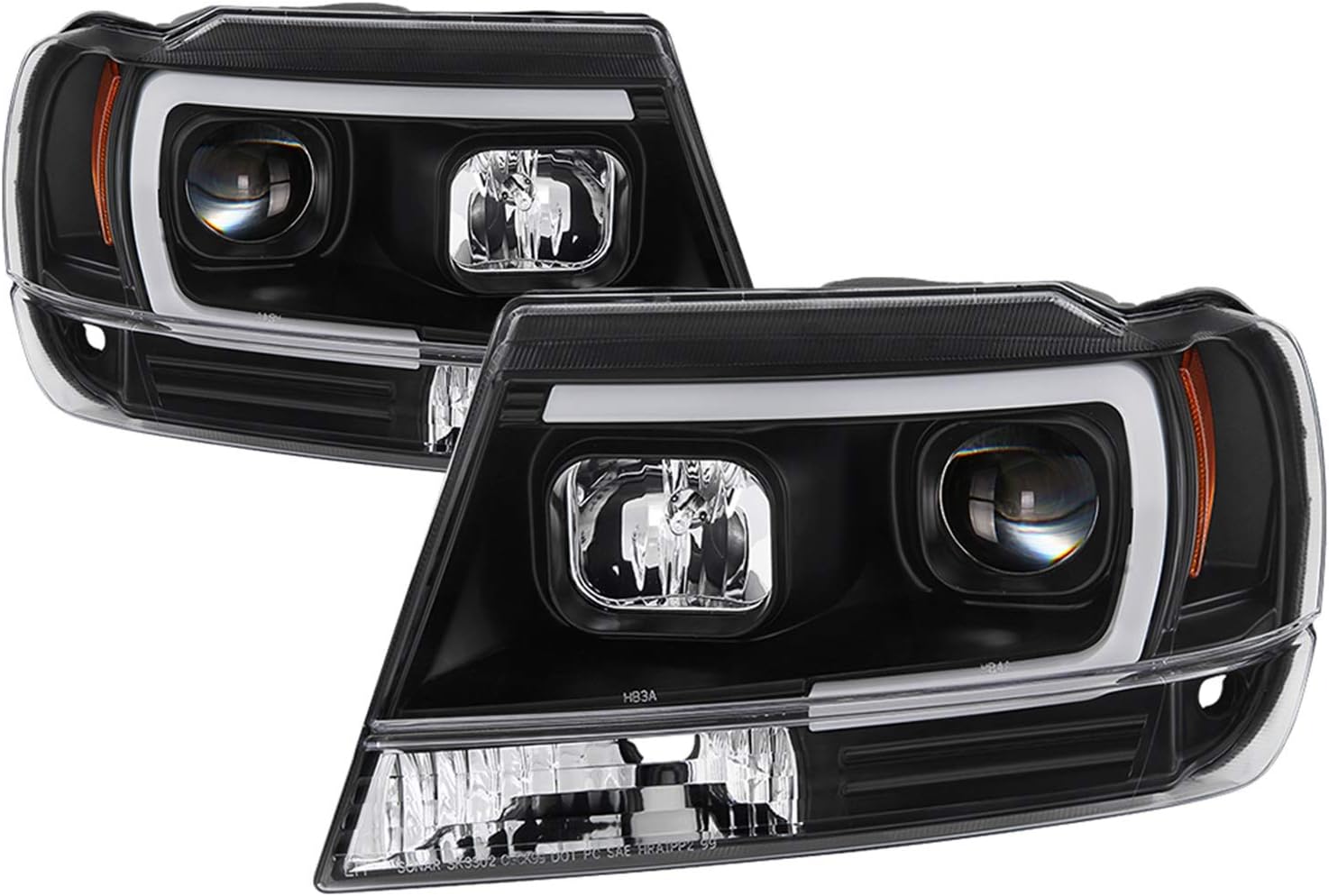 Spyder 5085221 Jeep Grand Cherokee 99-04 Version 2 Light Bar Projector Headlights - Black
