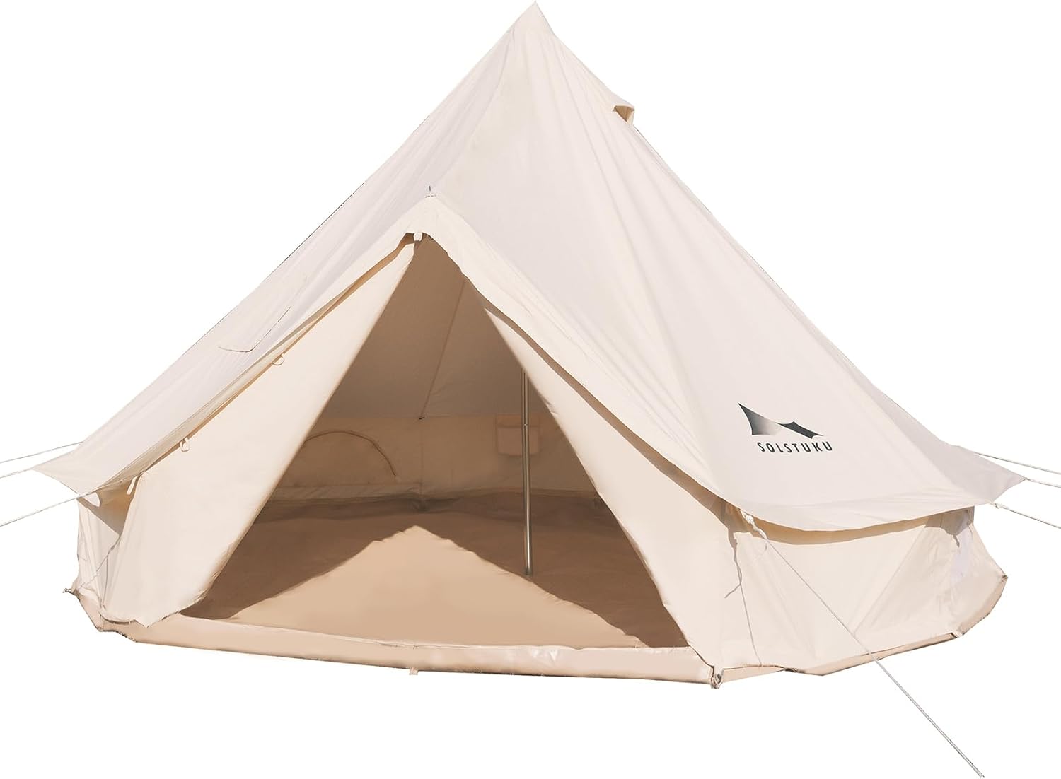 Canvas Tent Bell, Yurt 4 Seasons for Camping with Stove Jack, Breathable Holds up to 6 People, Family Camping Outdoor Hunting Party