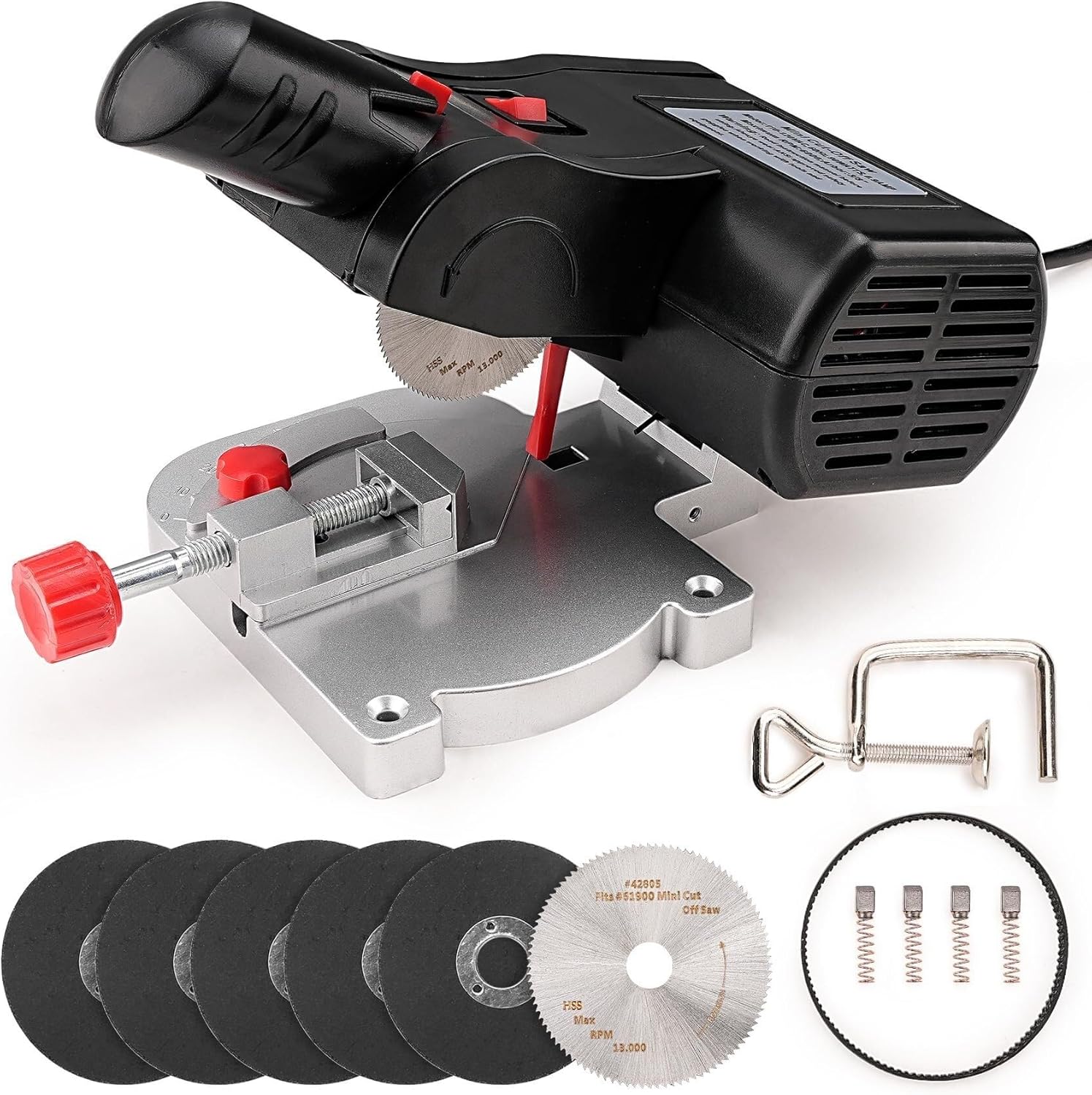 Mini Miter Cut-Off Chop Saw for Metal Cutting, Arrow Shafts, Wood Crafts, Hobby Miniature Model Making, Small Electric Table Saw Tool, 223/5.56 Brass, Cuts Max. 1/2