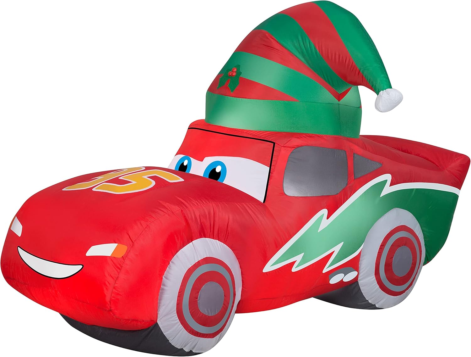 Gemmy Christmas Airblown Inflatable McQueen w/Stocking Cap S LG Disney, 3.5 ft Tall, red