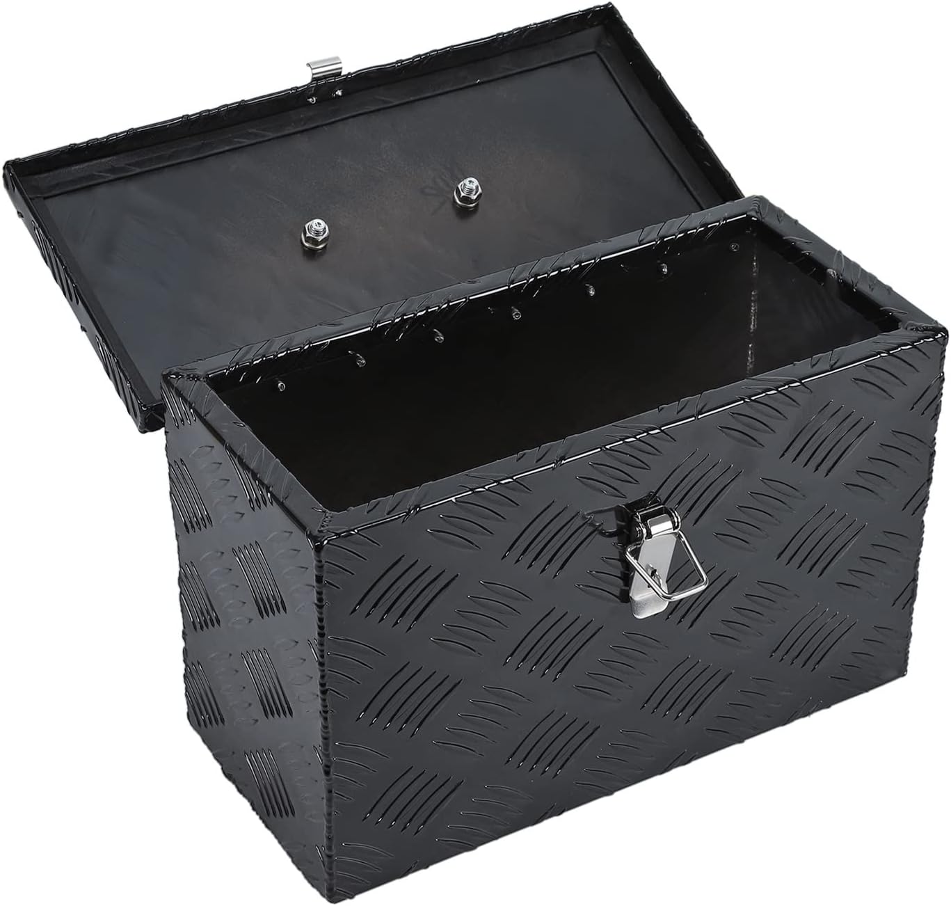 16 Inch Heavy Duty Aluminum Stripes Plated Tool Box Pick Up Truck Bed RV Trailer Toolbox Storage Organizer, Waterproof Underbody Tool Box Storage with Lock and Key (16