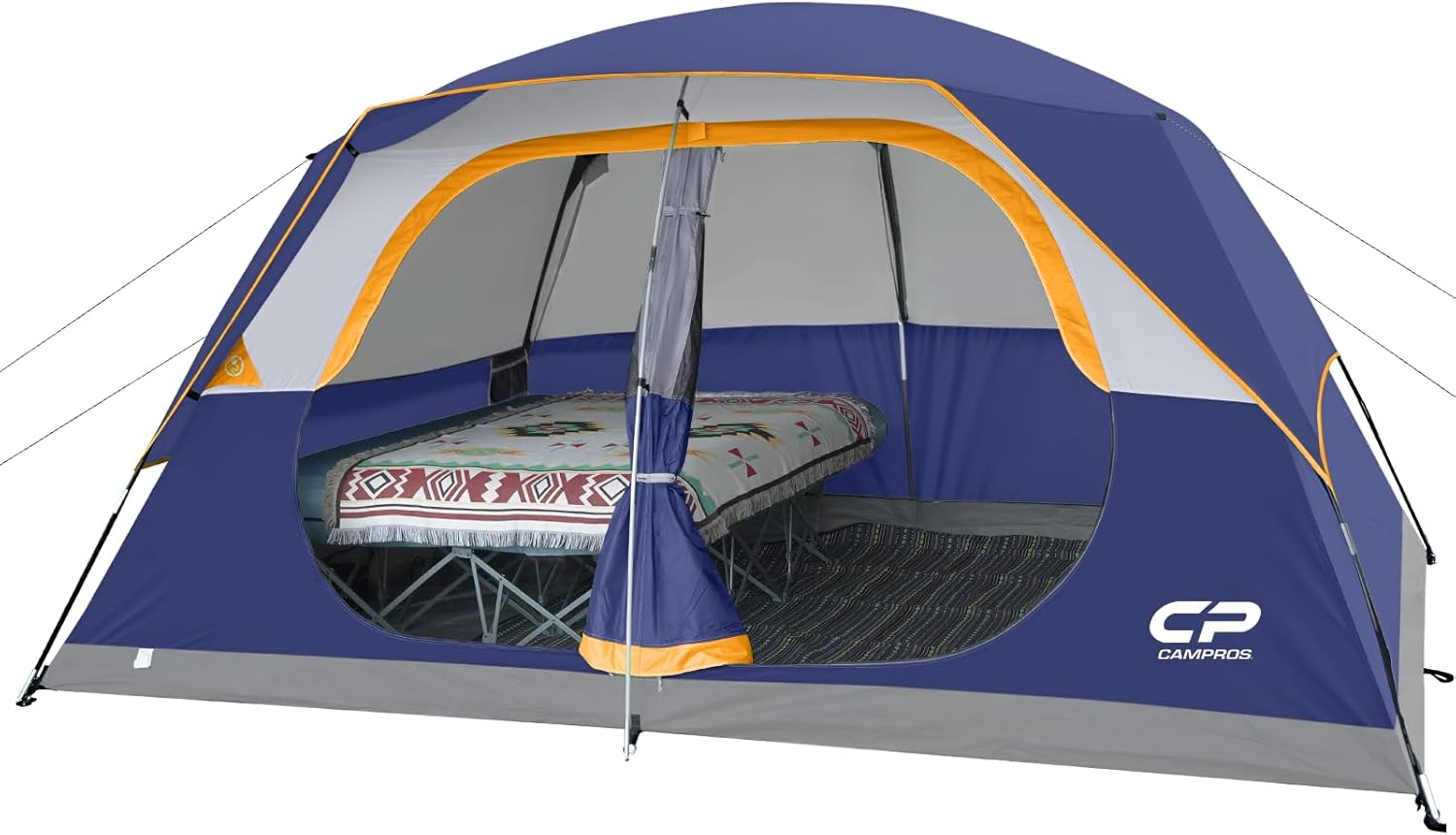 CAMPROS CP Tent 6/8 Person Camping Tents, Waterproof Windproof Family Dome Tent with Top Rainfly, Large Mesh Windows, Double Layer, Easy Set Up, Portable with Carry Bag, for All Seasons