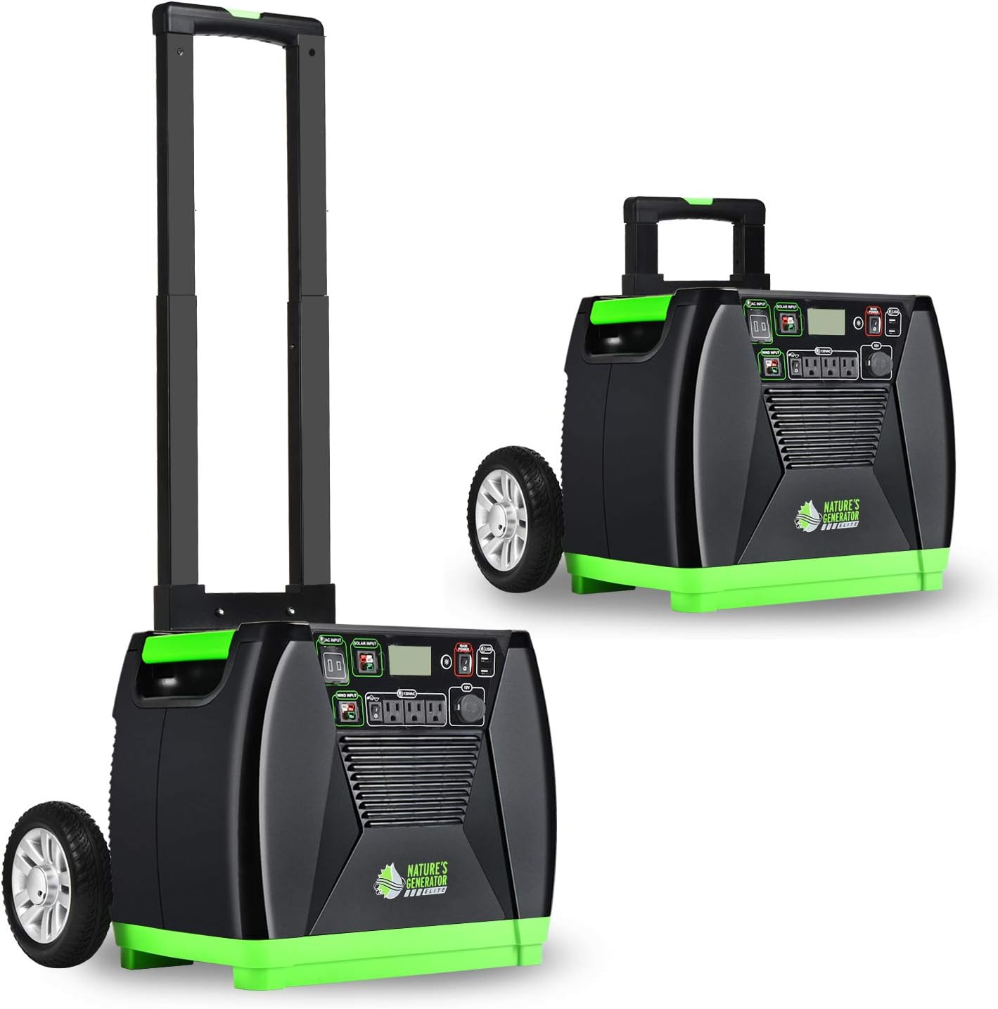 Nature's Generator Elite with Cart -3600w Solar and Wind Powered Generator in Quiet Operation with 12V DC port,2 USB ports,3 AC outlets and 120V 30amp pure sine wave AC outlet HKNGGNEL