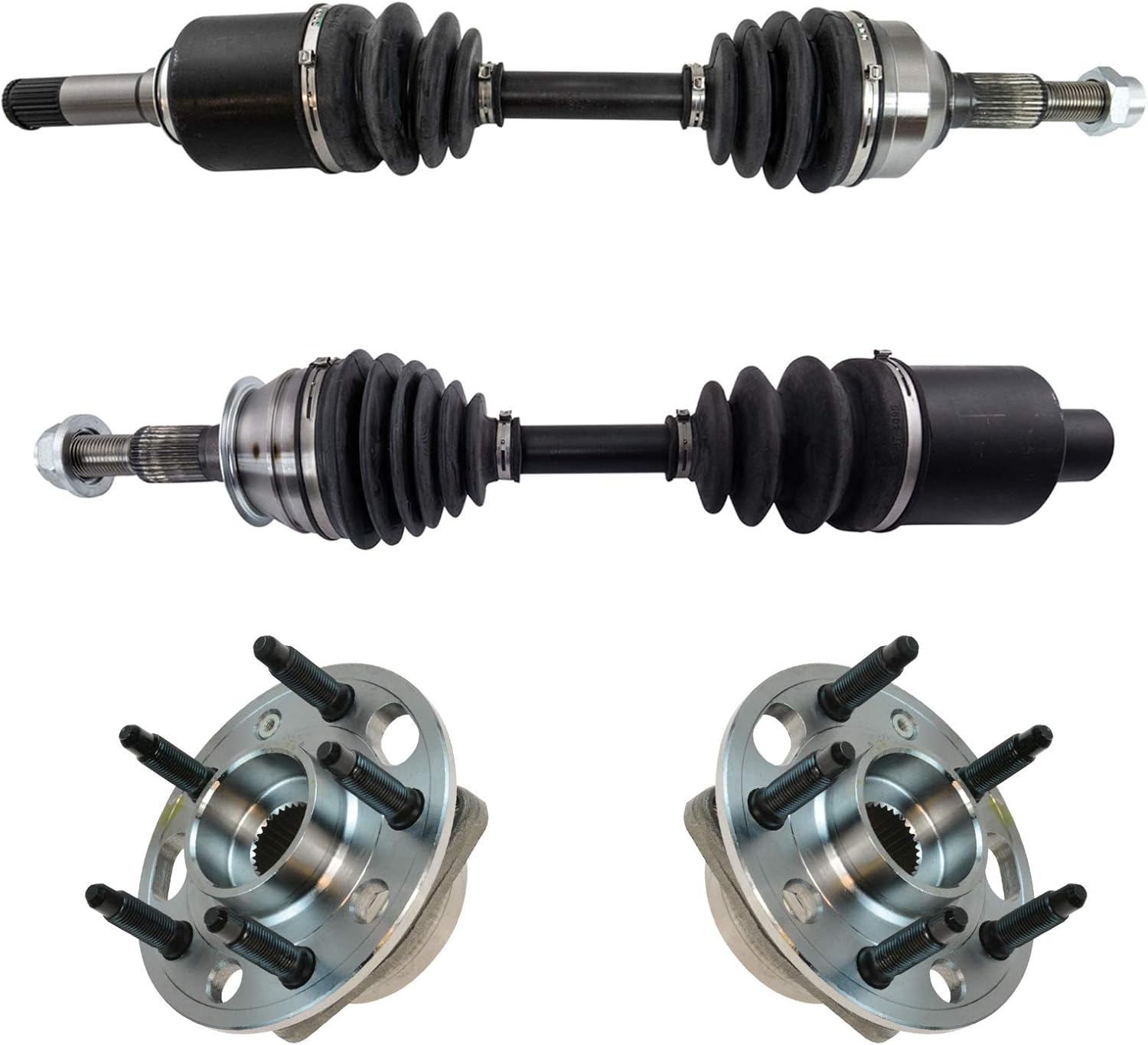 TRQ Front Drivetrain Kit CV Axle Shaft Assembly Wheel Hub Bearing Assembly Compatible with 2010-2017 Chevrolet Equinox GMC Terrain