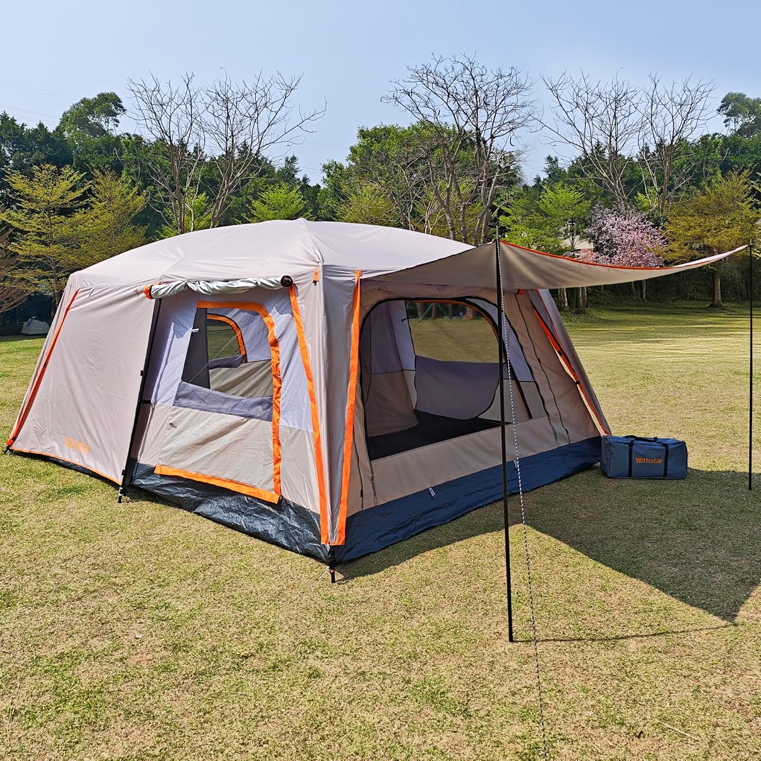 Camping Tents, 4-8 Person Stand Up Tent, Straight-Wall Design, with Full-Coverage PU-Coated All-Around Tents for Camping, Hiking, Picnic, Bivy
