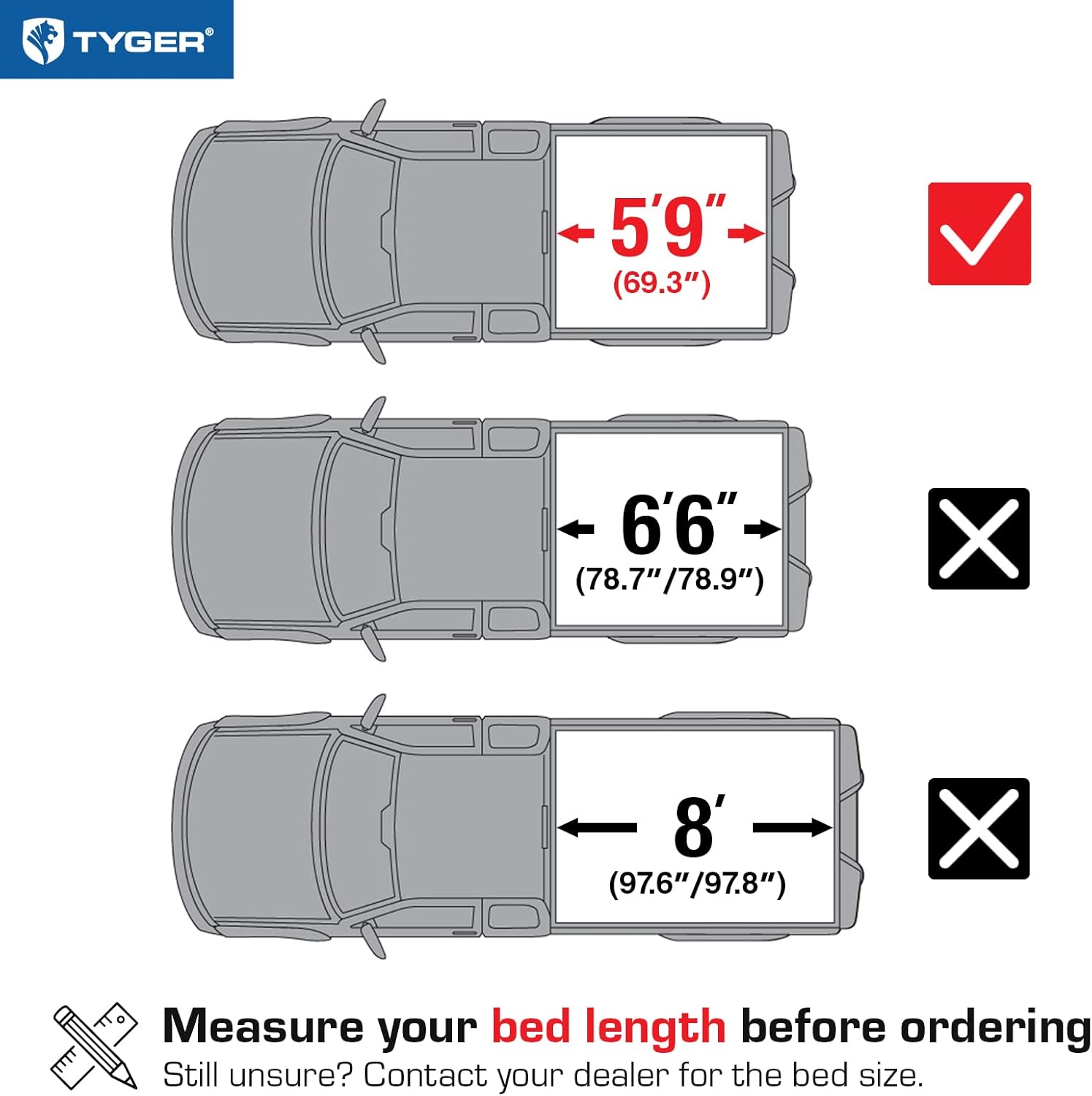 Tyger Auto T3 Soft Tri-Fold Truck Bed Tonneau Cover Compatible with 2007-2013 Chevy Silverado / GMC Sierra 1500 | Fleetside 5'8