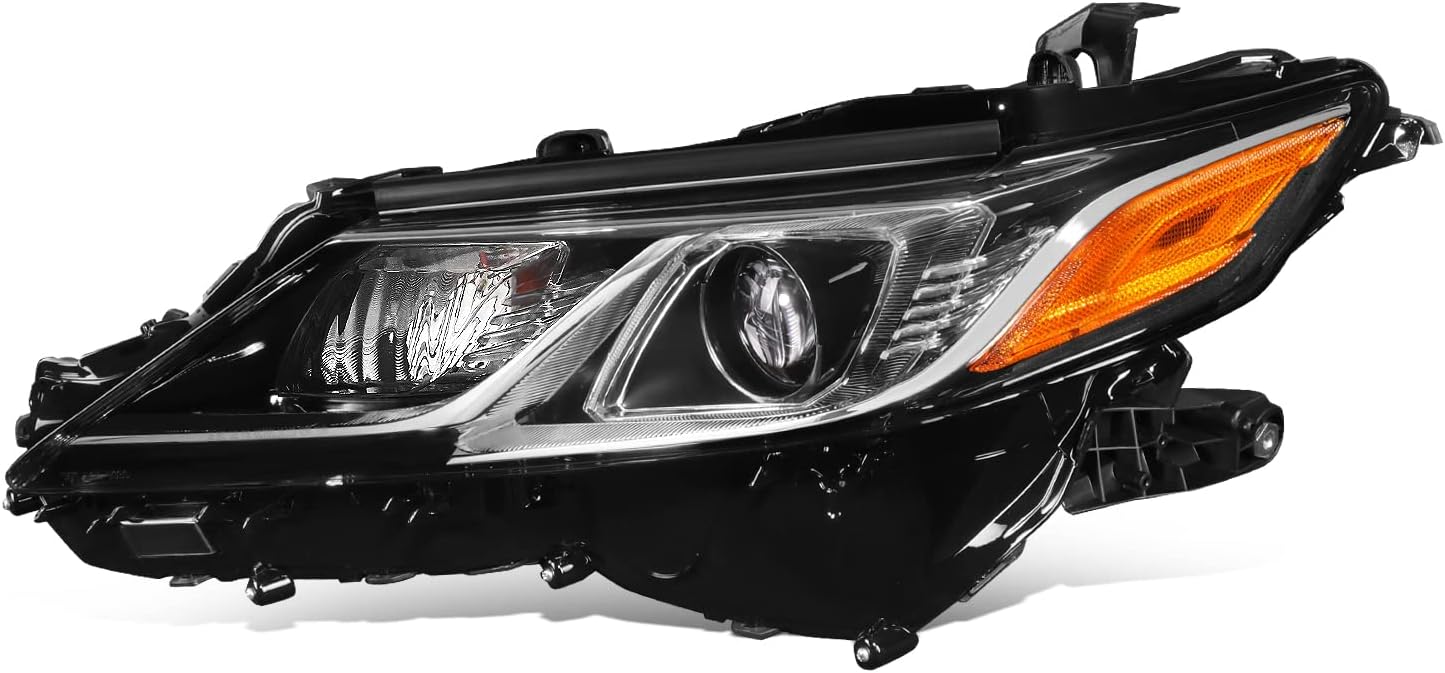 Auto Dynasty Headlight Assembly Compatible with Toyota Camry XSE/XLE (Non Hybrid) 2018-2021, Full LED LED DRL Projector Headlight Lamp Replacement, Passenger Right Side, Chrome Housing Amber Corner