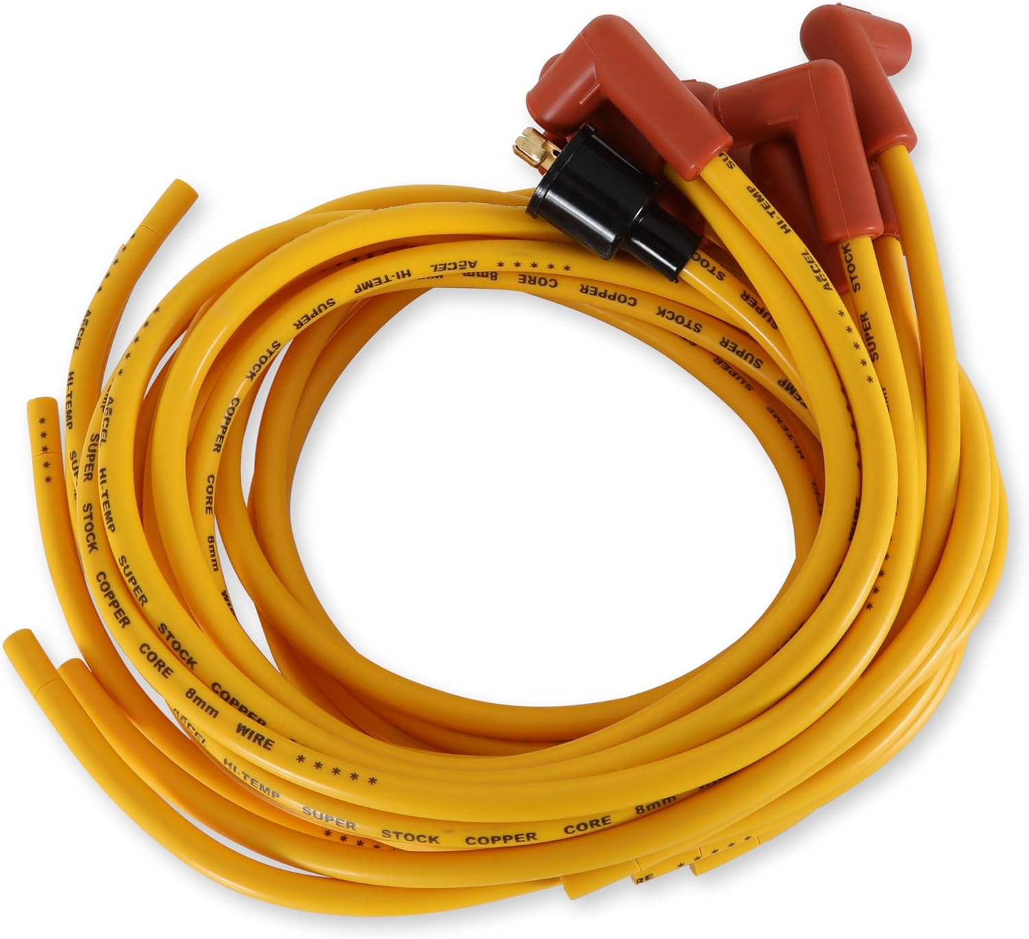 ACCEL 4039 Spark Plug Wire Set - 8mm - Yellow with Orange Straight Boots