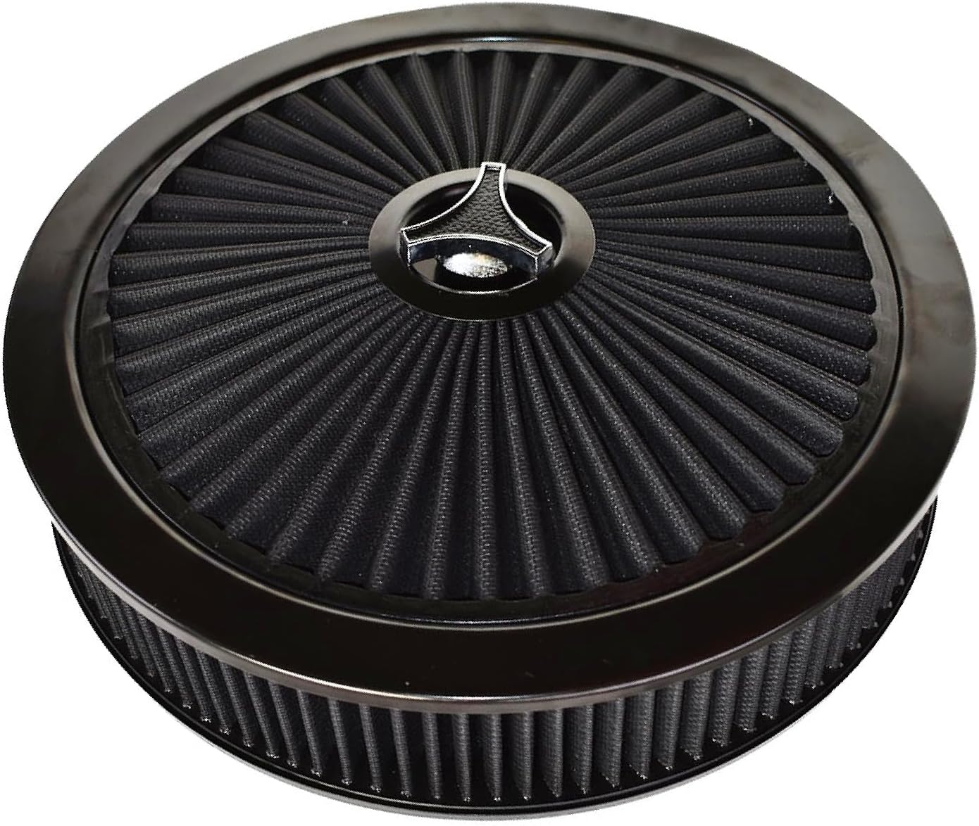 A-Team Performance High Flow Throttle Body Air Intake Filter - 14 in x 3 in, Round, Black - Carburetor Air Filter Kit - Washable & Reusable Design - Compatible with Chevrolet, GMC & Ford Models