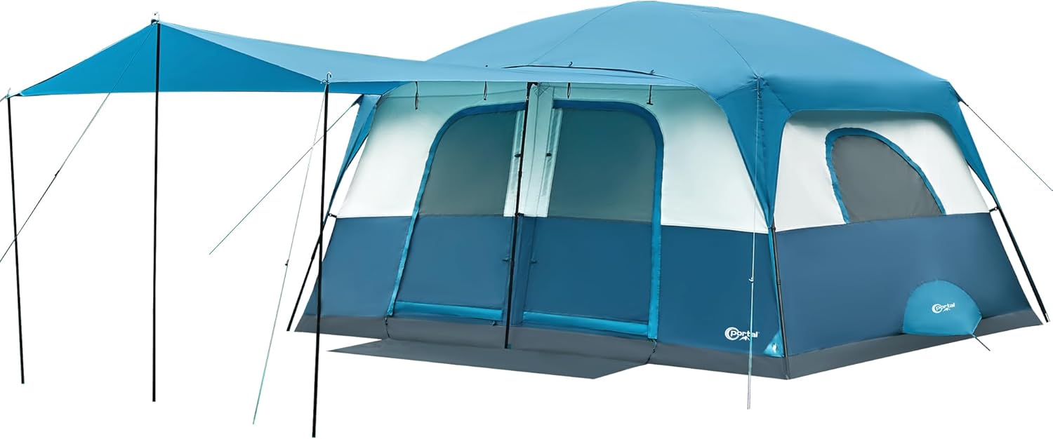 PORTAL 6 | 8 | 10 Person Family Camping Tent with Porch, Big Family Camping Tent with Tall Height, Good Ventilation, Water Resitant Large Tent for Outdoor Camping, Backyard