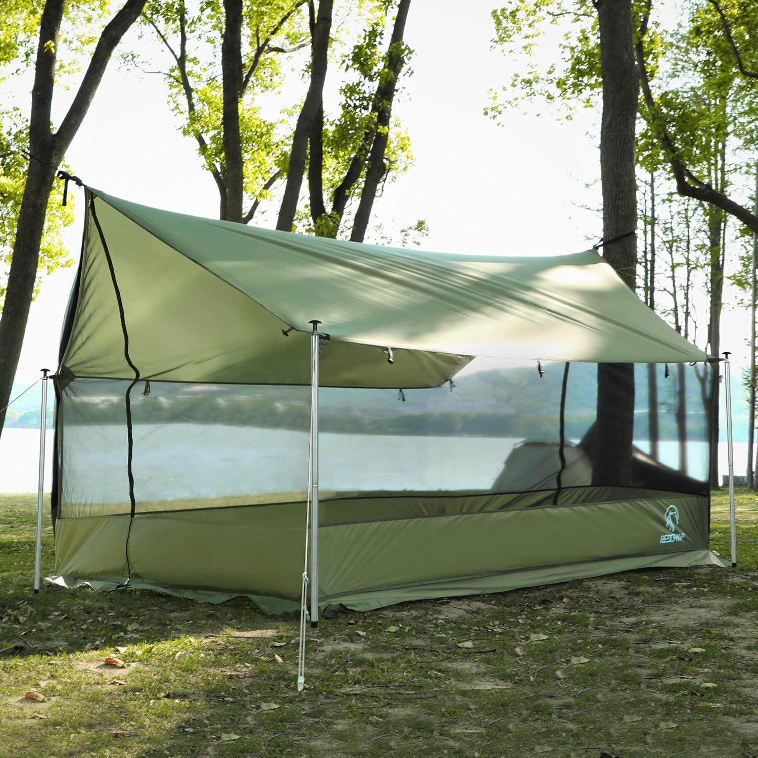 REDCAMP Large Hammock Hot Tent with Stove Jack, Waterproof & Windproof Winter Wall Tent with Snow Skirt, Ultralight 4 Season Tents for Camping, Hiking, Bushcraft, Backpacking, Hunting