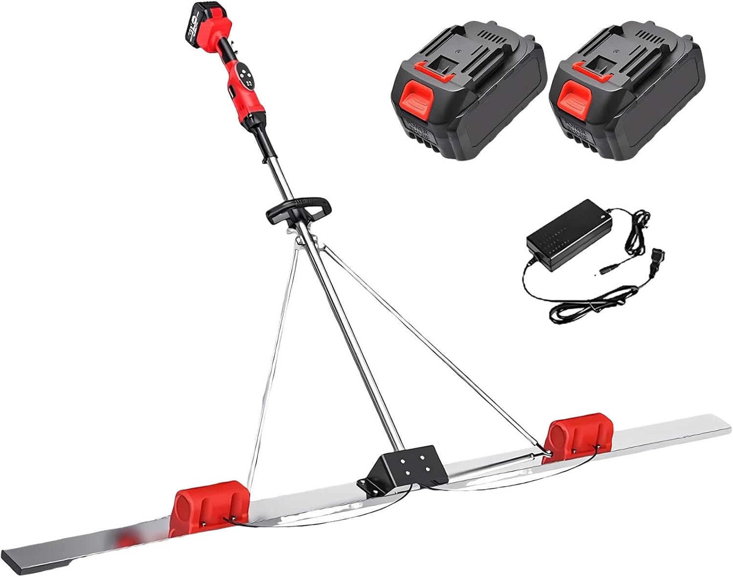 Second Generation Cordless Concrete Vibrating Screed, Brushless Copper Motors, 2 × 25000mA Lithium Batteries, High-Performance Motor, Electric Cement Leveling Tool TwoMotor1.8M