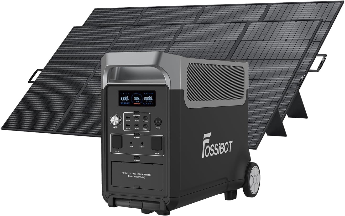 FOSSIBOT 3840Wh Portable Power Station F3600 Pro with 2×400W Solar Panel, 3600W(Peak 7200W) AC Output Solar Generator, Expandable Capacity, LFP Battery Generator for Home Use, Power Outages, RVs