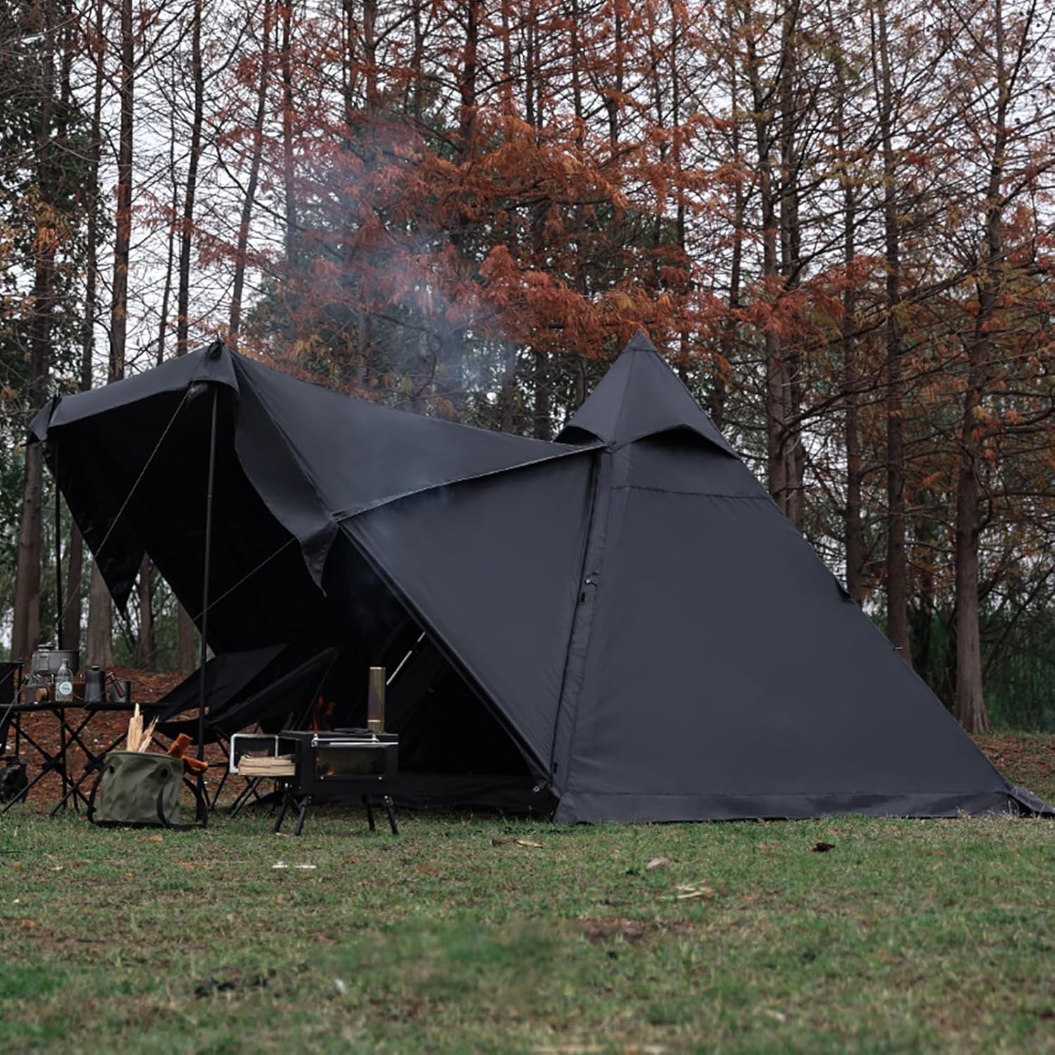 Camping Teepee Tent 2-4 Person Indian Tent Waterproof Instant Pyramid Spire Tents for Outdoor Hiking