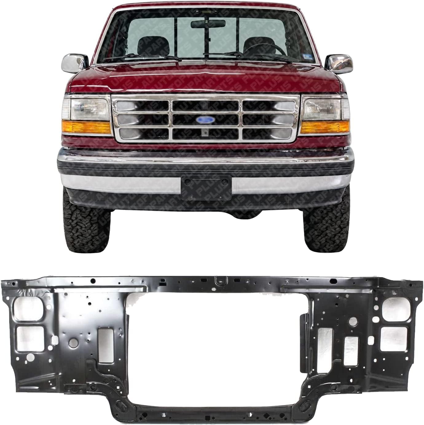 New Front Bumper Radiator Mount Assembly Steel Direct Replacement For Ford F-Series Gas Engine 1992-1997 F4TZ16138B FO1225122