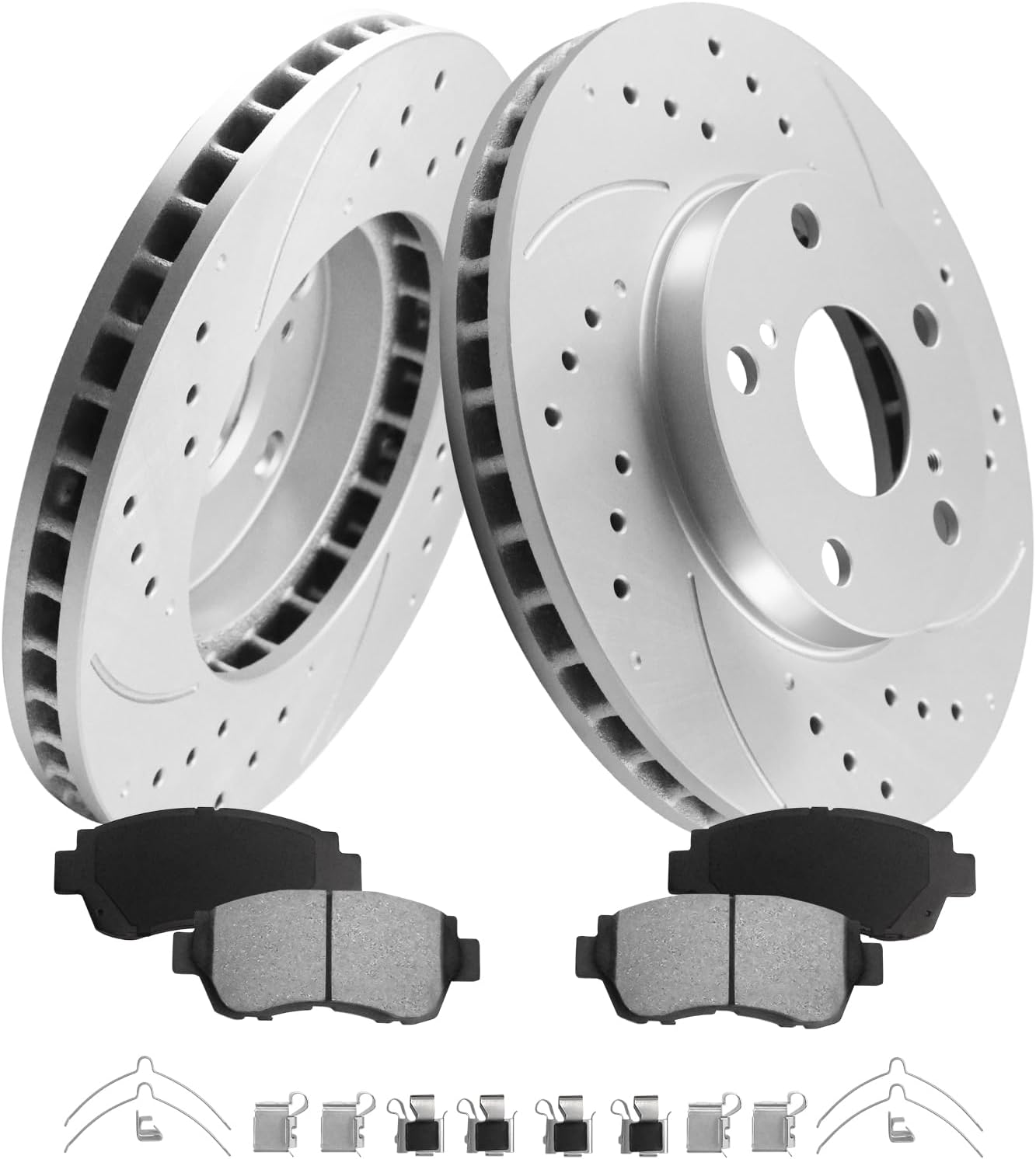 MOTOREVO Rear Brake Disc Rotors Kits Compatible With Camry【2002-2006】GEOMET Coated Rotors【10.6in】App Specific 2002 2003 2004 2005 2006 Rotors Kit【269mm for USA Built Vehicle Only】Drilled & Slotted