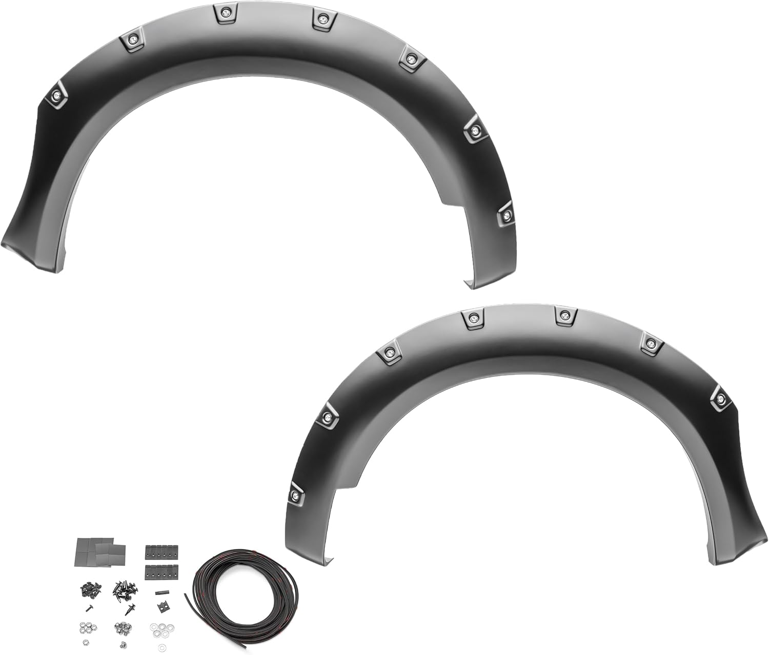 Bushwacker Boss Pocket/Rivet Style Rear Fender Flares | 2-Piece Set, Black, Smooth Finish | 40086-02 | Fits 2007-2013 GMC Sierra 1500 w/ 5.8' Bed