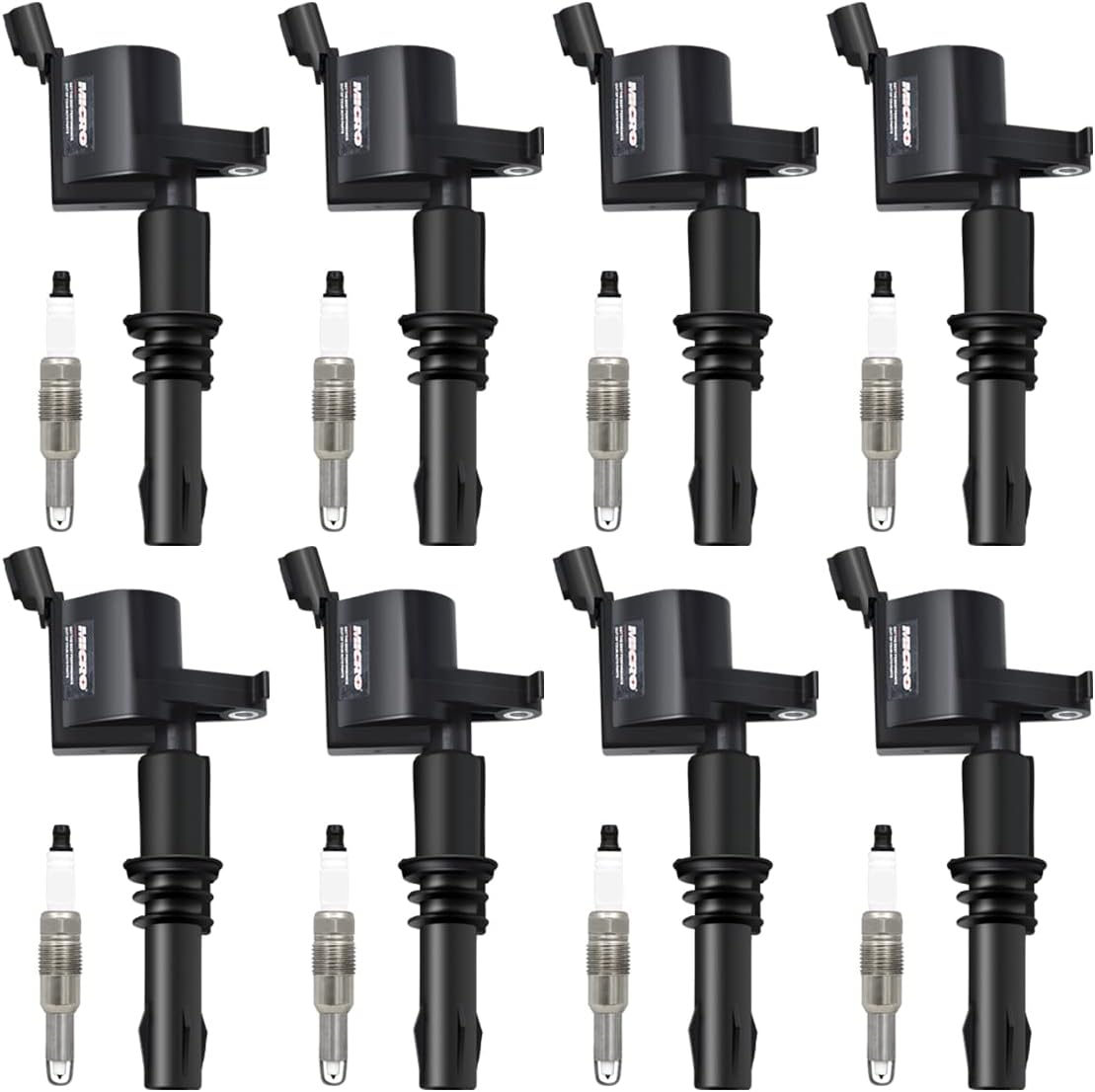 Micro Performance Ignition Coils DG511 FD508 and SP546 Iridium Spark Plugs replacement for Ford Lincoln Mercury F-150 Expedition F-250 Super Duty F-350 Super Duty 5.4L Mustang C1541(set of 8)