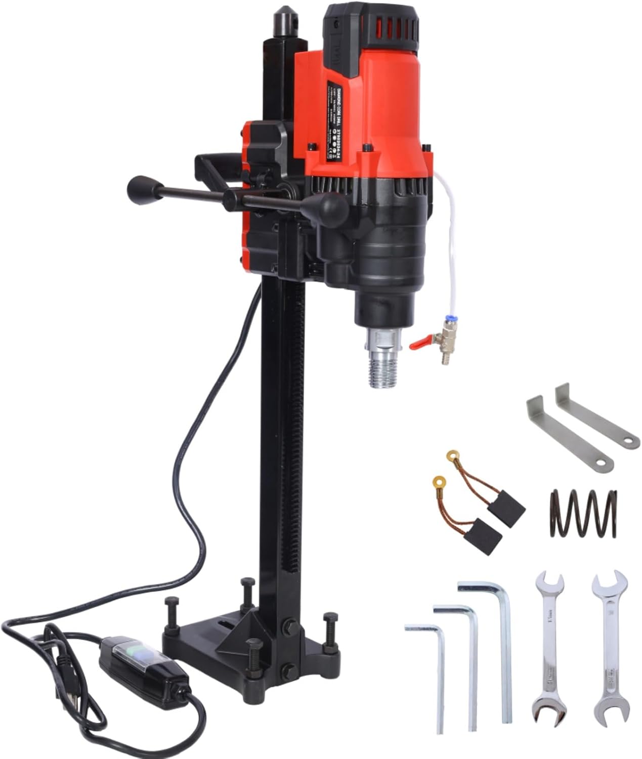 Diamond Core Drilling Machine, 8in Wet&Dry Concrete Core Drill Rig with Stand, 750RPM Speed,8in Drilling Diameter for Concrete Brick Block Stone (Black+Red 2)