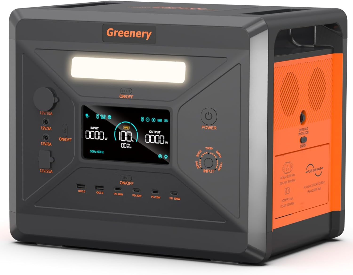 Greenery 2500W Solar Generator, 2304Wh Portable Power Station With 200W Solar Panel, LiFePO4 Battery 1.5Hrs Fast Charging, 4 AC Outlets (Peak 5000W) Power Station for Home Camping Outdoor Backup