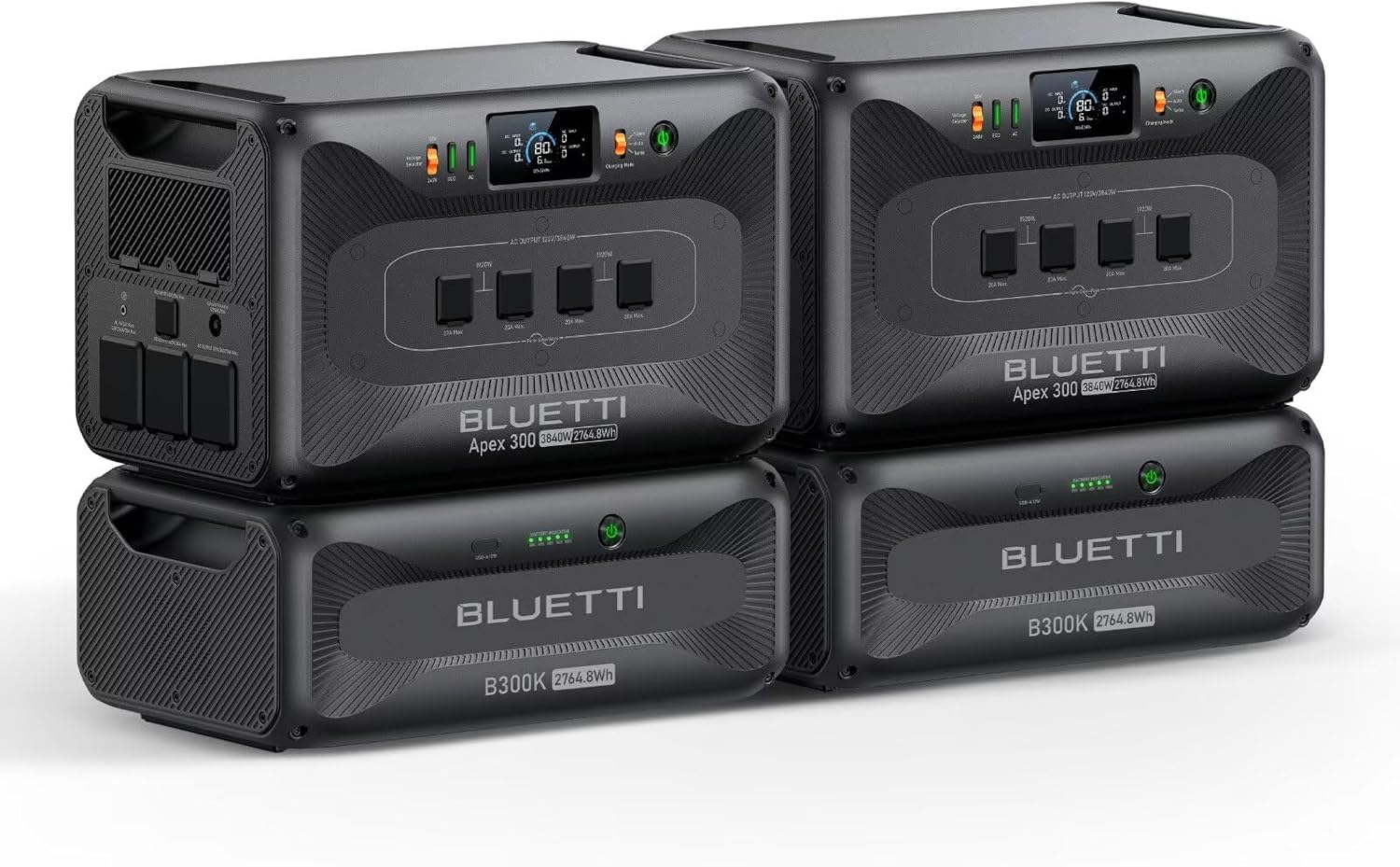 BLUETTI Apex 300 Portable Power Station & B300K Expansion Battery, 5529.6Wh LFP Battery Backup with 6 3840W AC Outlets (7680W Surge), 120V/240V Dual Voltage Output, for Home, RV and Emergencies