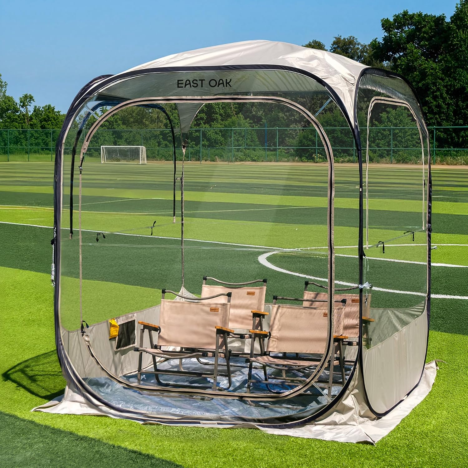 EAST OAK Weather Sports Tent for Fishing, Sports Event | Pop Up Bubble Tent Instant Sun & Rain Shelter | No Condensation, Spacious Interior, Ultra Visibility | All Weather Protection | 5 x 5 FT