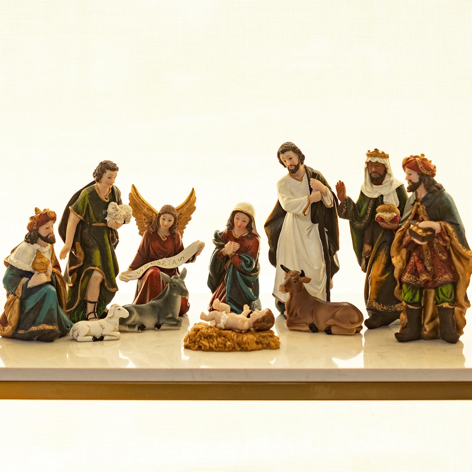 KI Store Christmas Nativity Set 11pcs Nativity Figurines 8-Inch Set Resin Status for Holiday Decoration Display