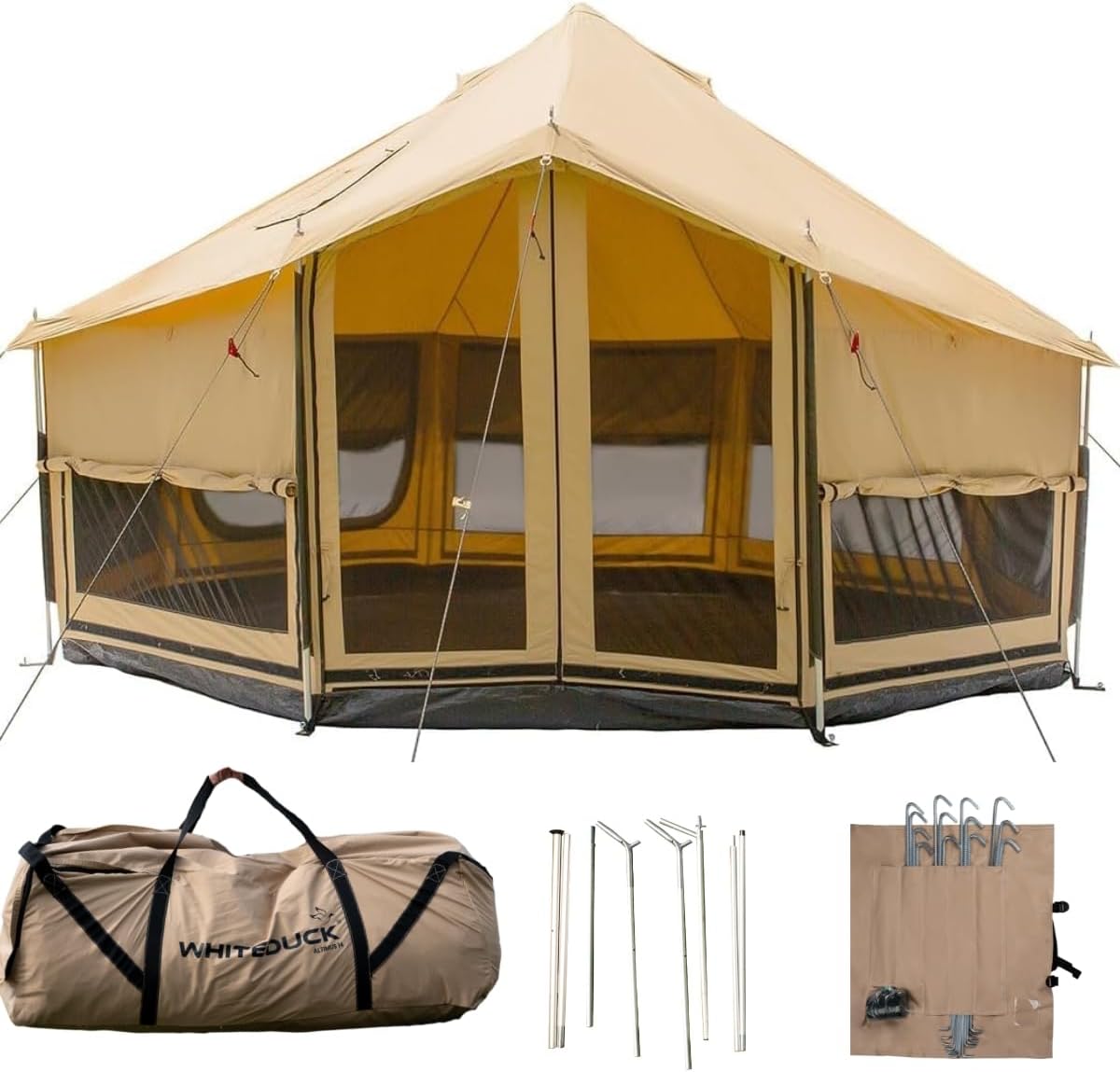 WHITEDUCK Altimus Canvas Tent with Stove Jack, Waterproof, 4 Season Luxury Camping and Glamping Tent Outdoor