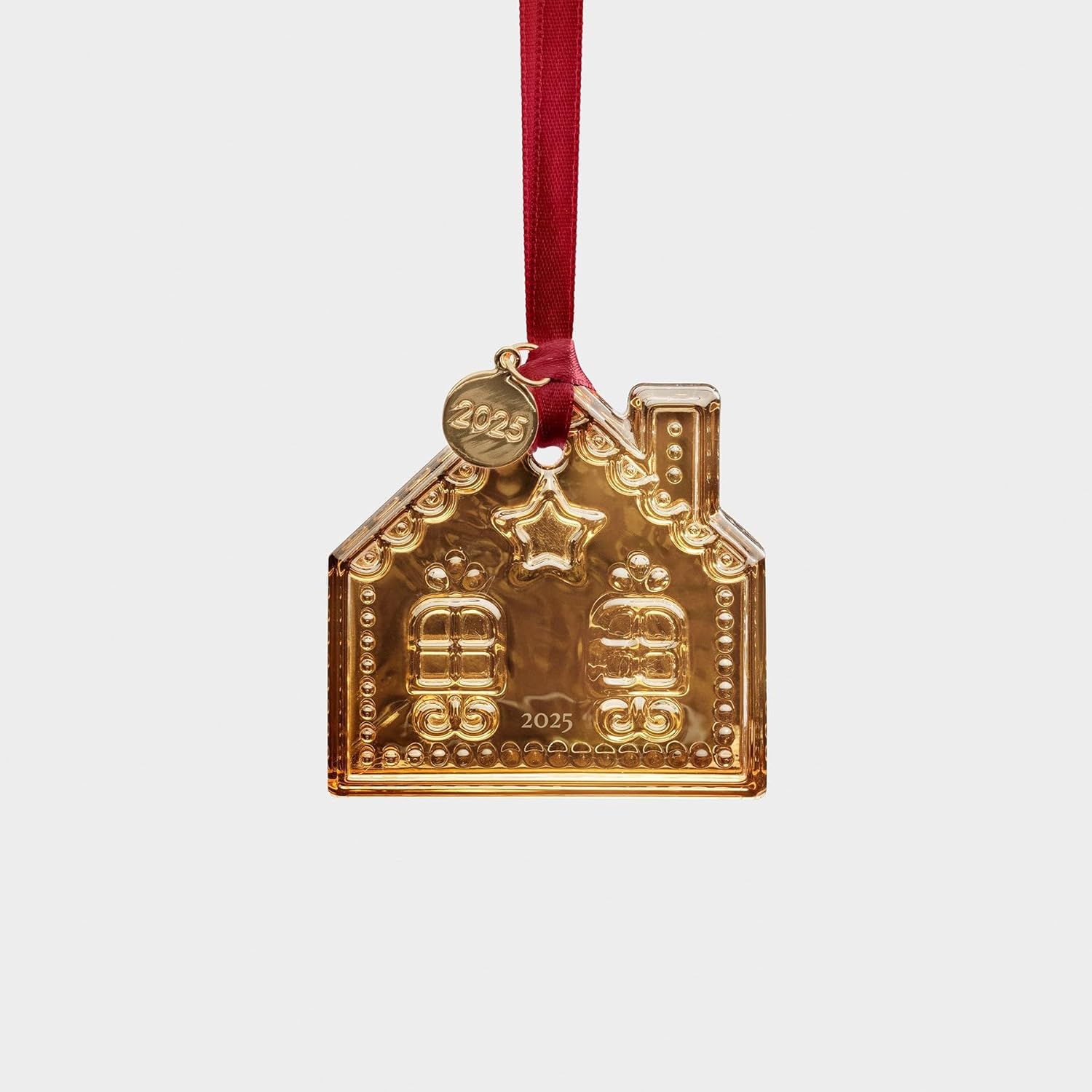 Orrefors 2025 Annual Holiday Ornament Gingerbread House - 21k Gold Christmas Ornament