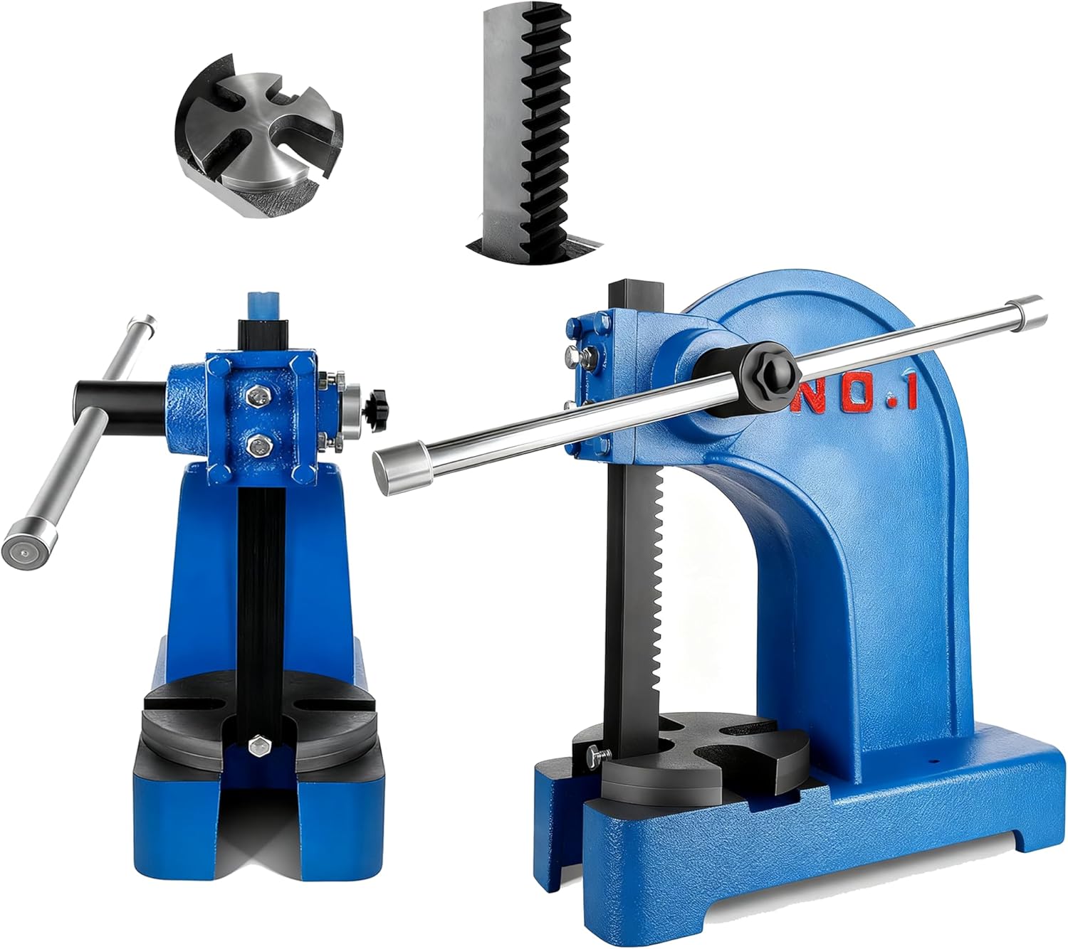 3 Ton Arbor Press, Ratchet Leverage Press with Hand Wheel, 22.24’’ Maximum Height, Heavy duty Metal Punch Press Machine with 3 Drift, for Bending, Metal Punching