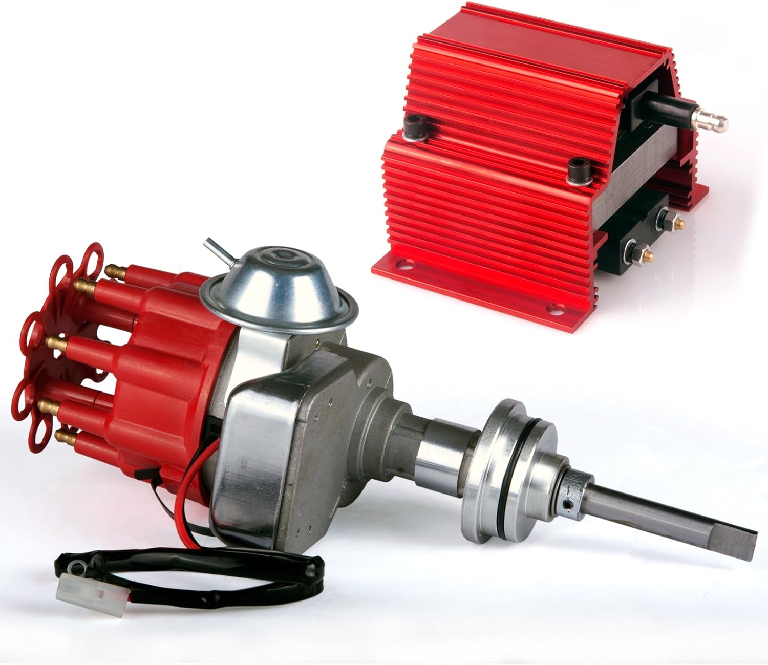 MAS Red Ignition Distributor with Coil 1131811 PE340 Compatible with Chrysler LeBaron Dodge Aspen Plymouth Caravelle V8 273 318 340 360 843890