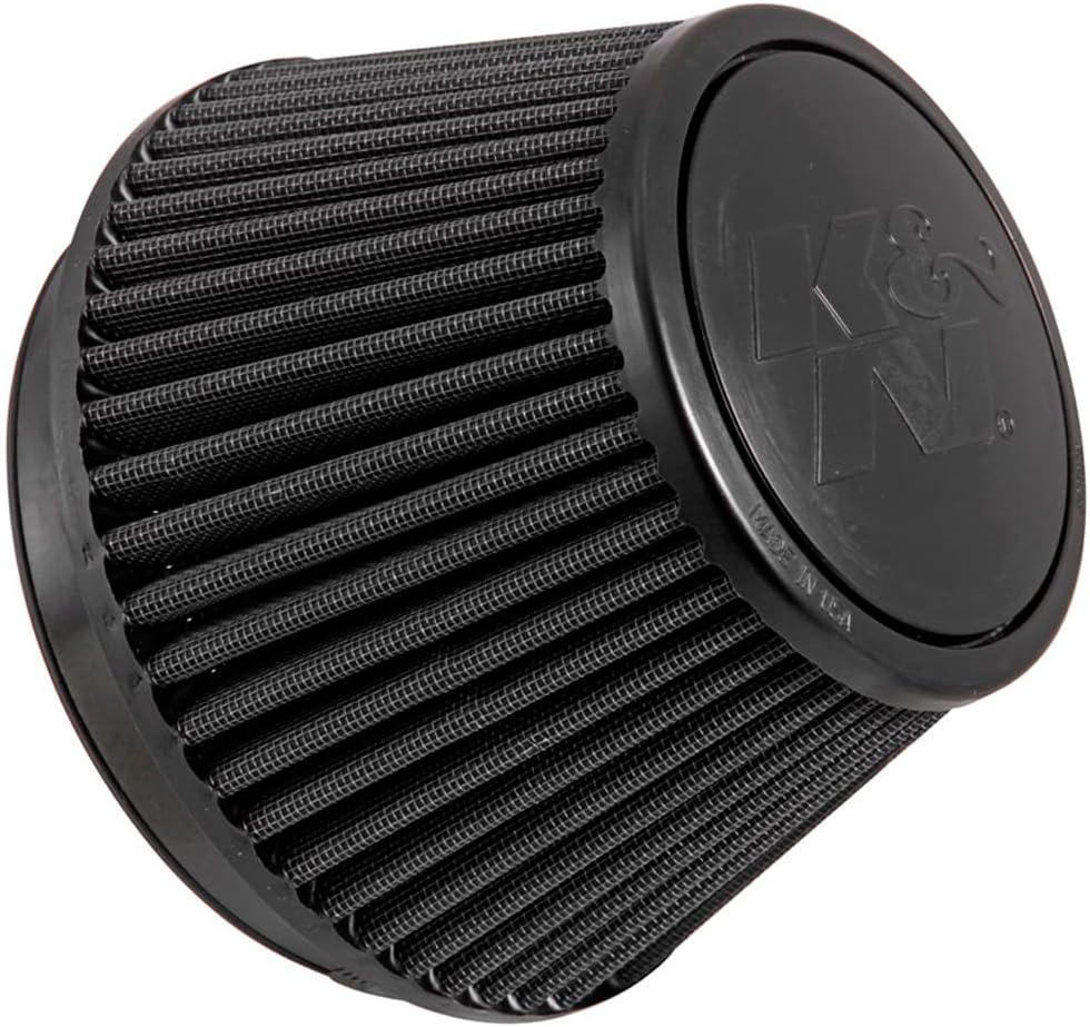 K&N Dryflow Lifetime Universal Clamp-On Air Filter: Dry Synthetic, Washable, Oil-Free: Flange Diameter: 6 In, Filter Height: 4.875 In, Flange Length: 1 In, Shape: Round Tapered, RU-3106HBK