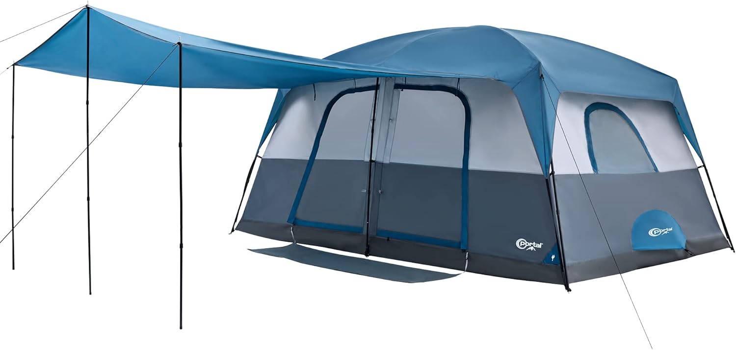 PORTAL 6 | 8 | 10 Person Family Camping Tent with Porch, Big Family Camping Tent with Tall Height, Good Ventilation, Water Resitant Large Tent for Outdoor Camping, Backyard