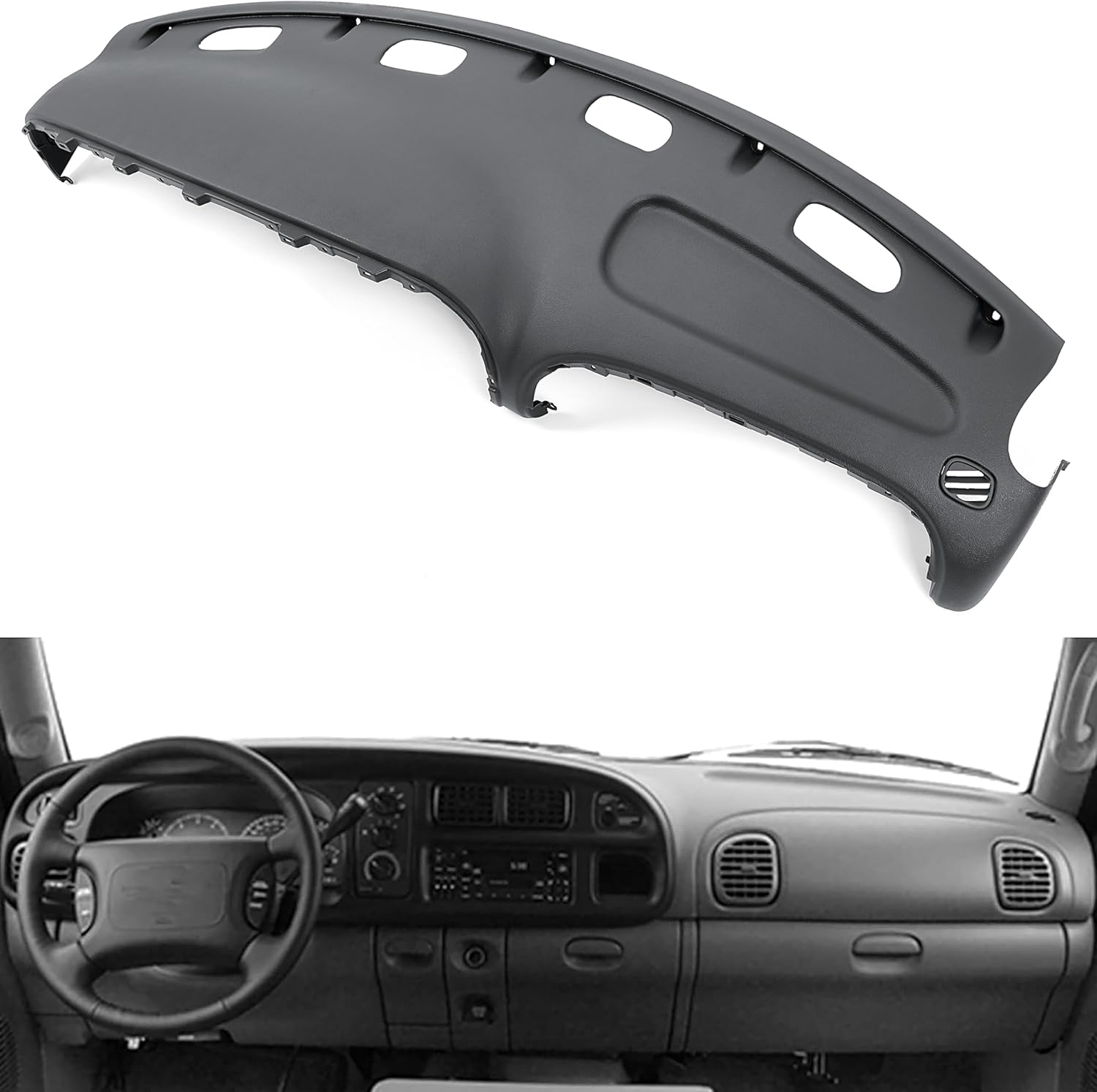 Kojem Dashboard Replacement Compatible with 1998-2002 Dodge Ram 1500 2500 3500 Dash Panel Dash Pad Replacement - Dark Gray