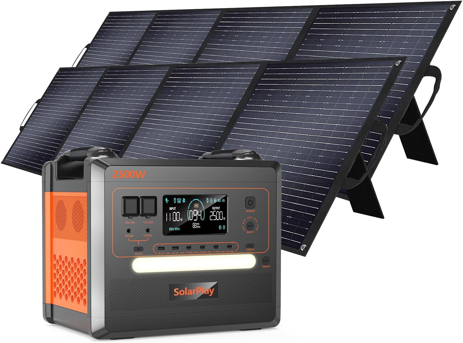 SolarPlay Portable Power Station, 3600W((5500W Peak), 3840Wh Solar Generator 2Hrs Fast Charging LiFePO4 Battery, Adjustable Input Power, UPS function with AC output for Home Camping Outdoor Backup