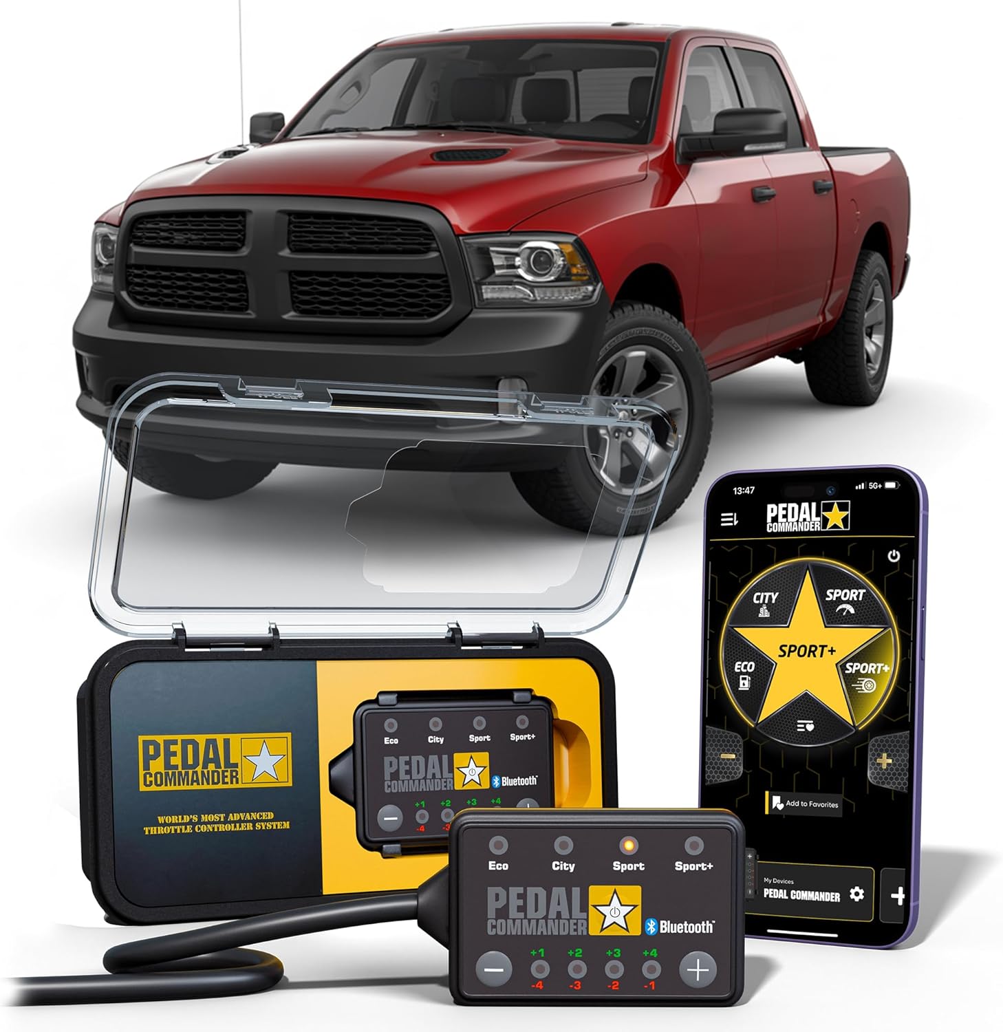PEDAL COMMANDER Throttle Response Controller Compatible with Dodge Ram Truck 2007-2018 Gas & Diesel (Not Compatible w/ 2011-2014 HO) Plug-and-Play Upgrade, App Control and Anti-Theft, Ram Accessories