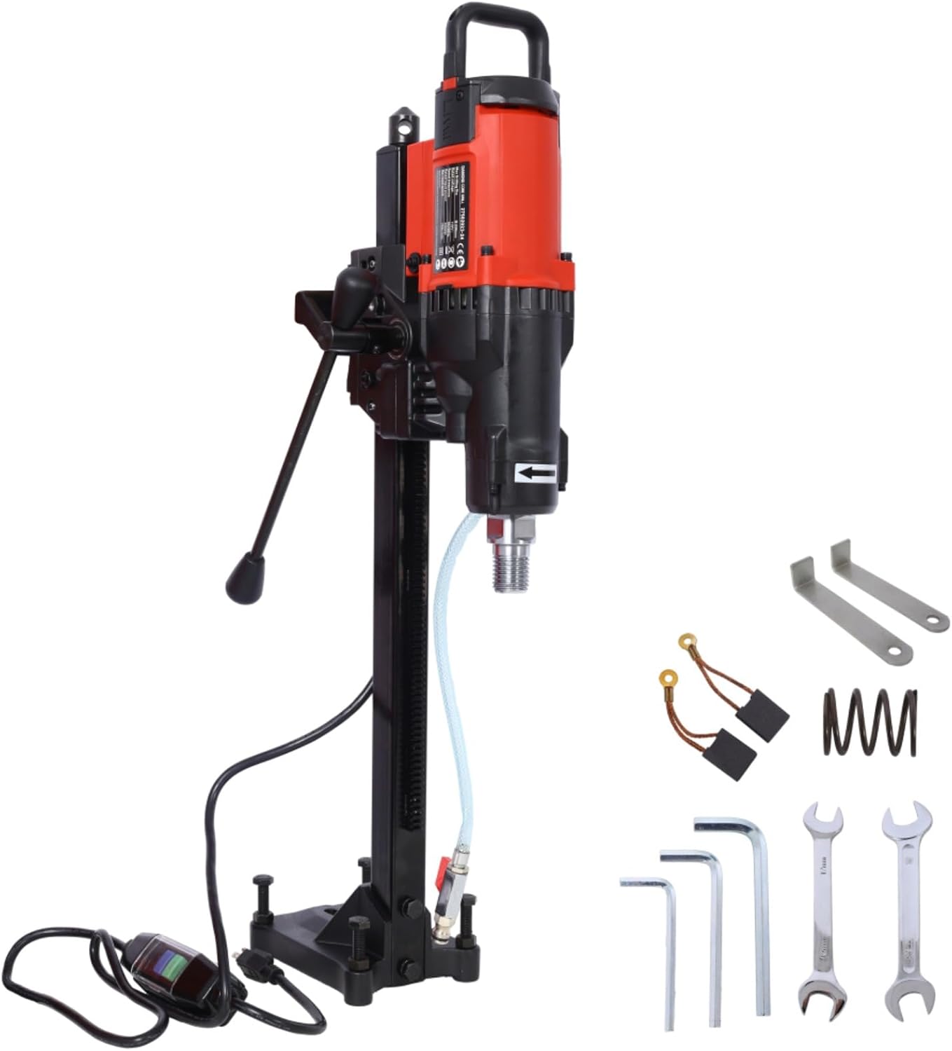 Diamond Core Drilling Machine, 8in Wet&Dry Concrete Core Drill Rig with Stand, 750RPM Speed,8in Drilling Diameter for Concrete Brick Block Stone (Black+Red 2)