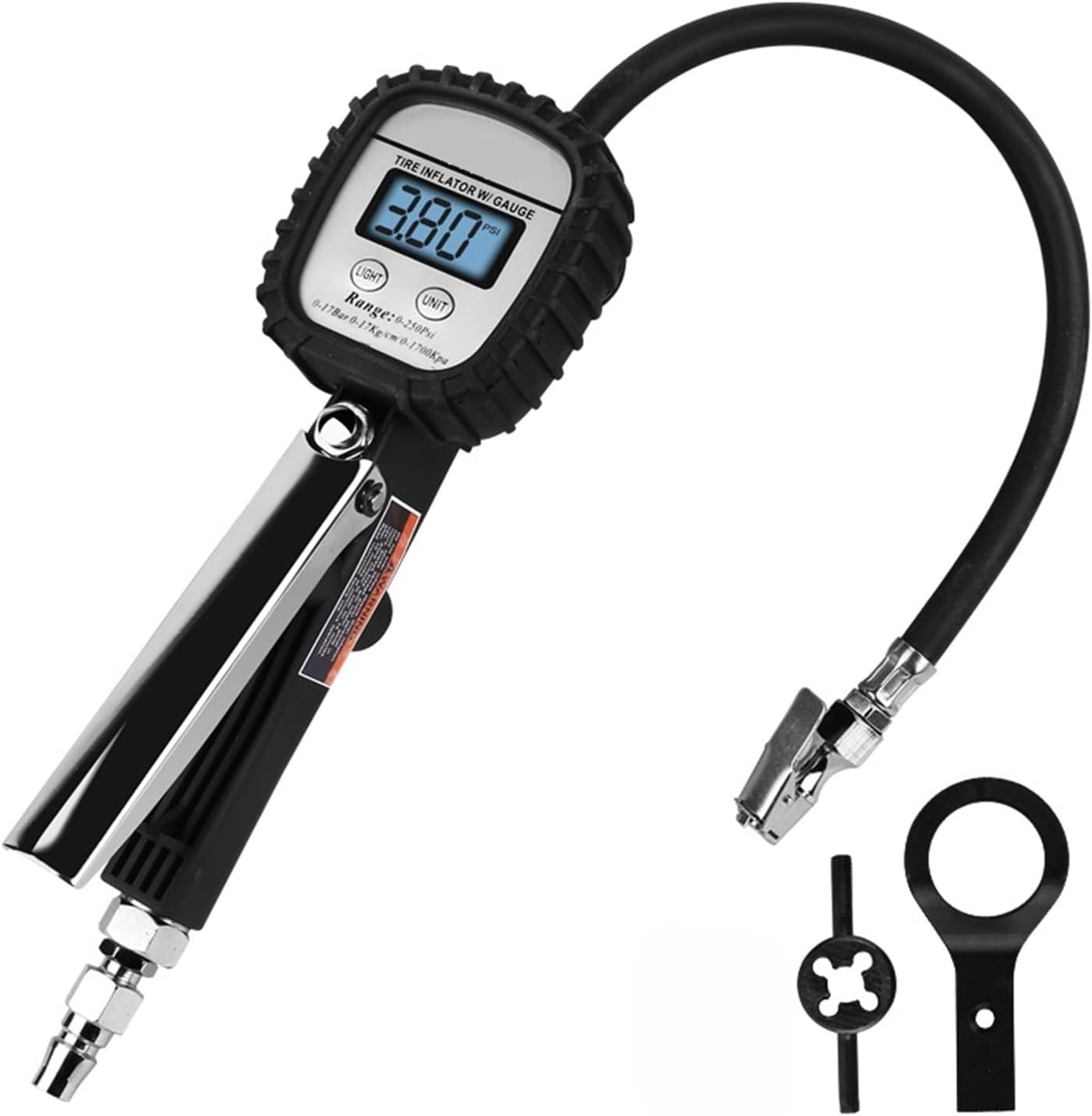 CAARLA Digital tire Pressure Gauge Digital Tire Inflator Gauge with L+C+D Display,Portable Air Compressor Pump&Pressure Meter for Motorcycle (Precision Accuracy)(White)