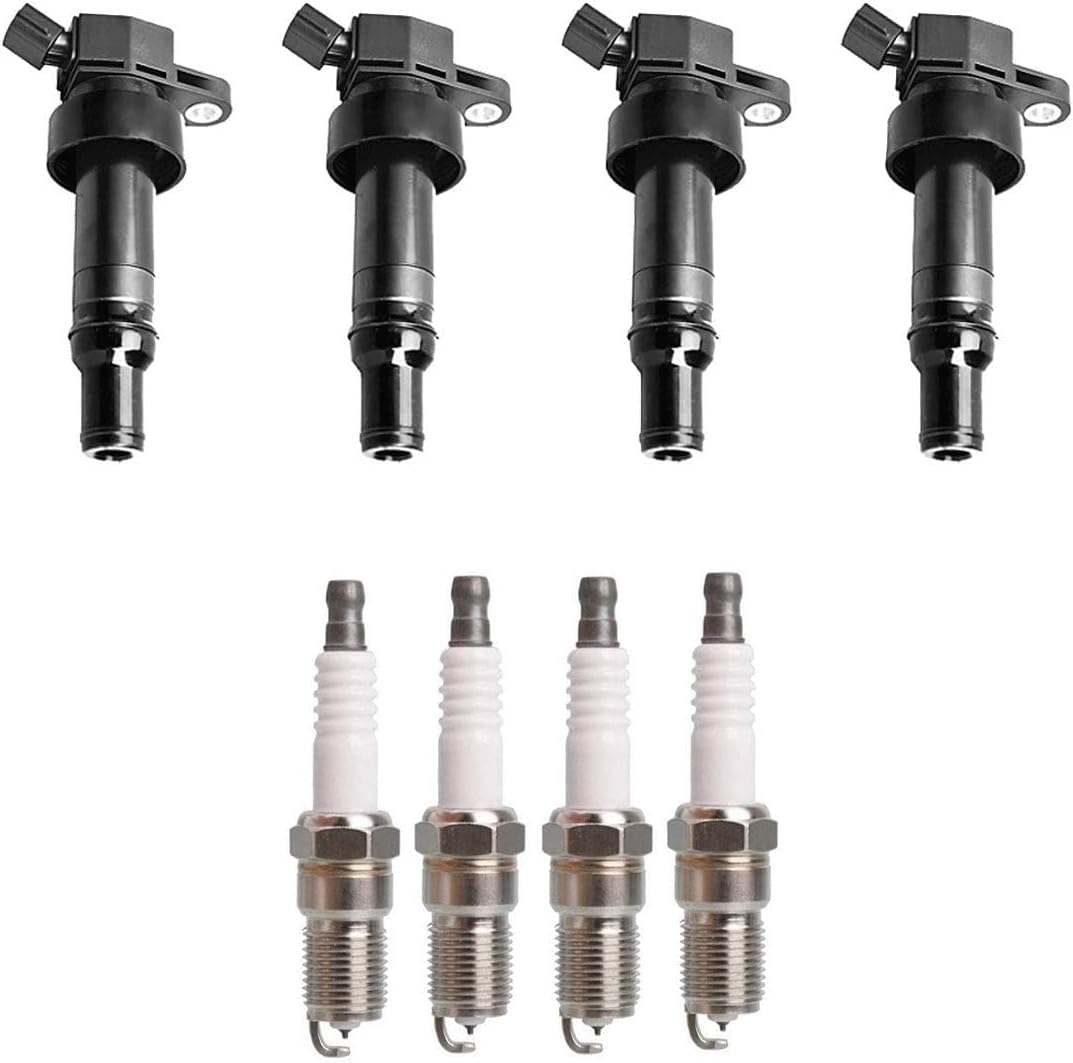 ENA Set of 4 Ignition Coil with 4 Iridium Spark Plug Compatible with Hyundai Accent Veloster 2012 2013 V4 1.6L Replacement for UF652 SC16HR11
