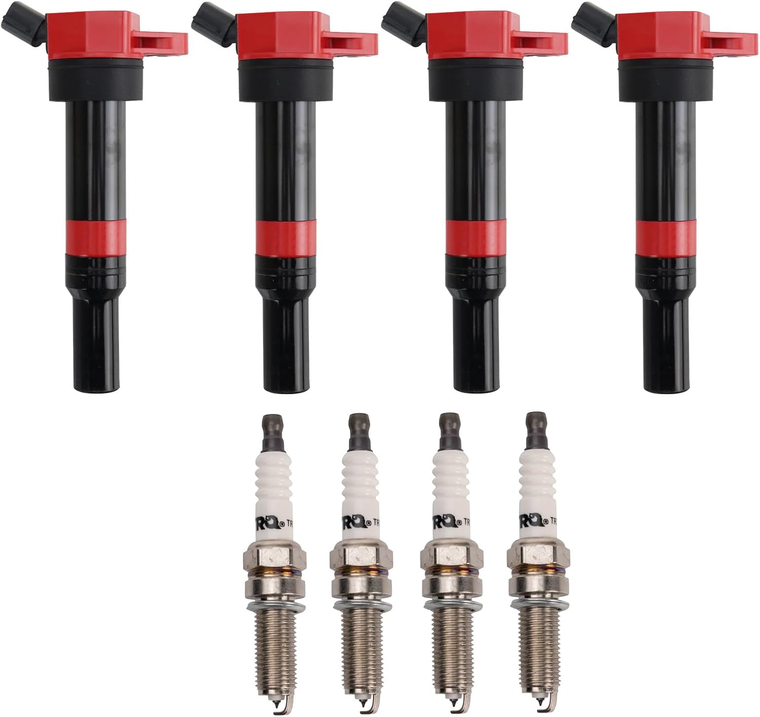 TRQ Ignition Coil and Spark Plug Kit 8 Piece Compatible with 2011-2016 Hyundai Elantra 2013-2014 Coupe 2013-2020 GT 2014-2020 Tucson 2014-2016 Kia Forte Koup 2014-2018 Forte5 2017-2019 Soul