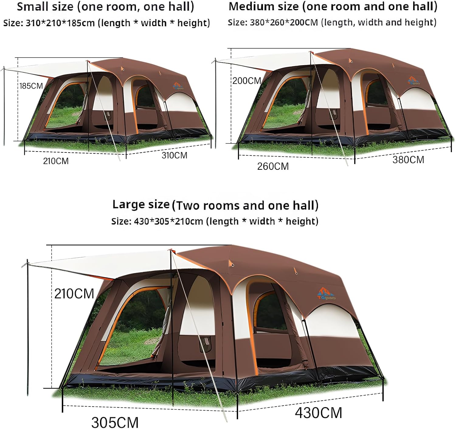 Large Family Camping Tent - 5-12 Person Multi-Room Waterproof Pop-Up Tent with Screened Porch - Glamping Tent for Outdoor Camping & Family Vacation