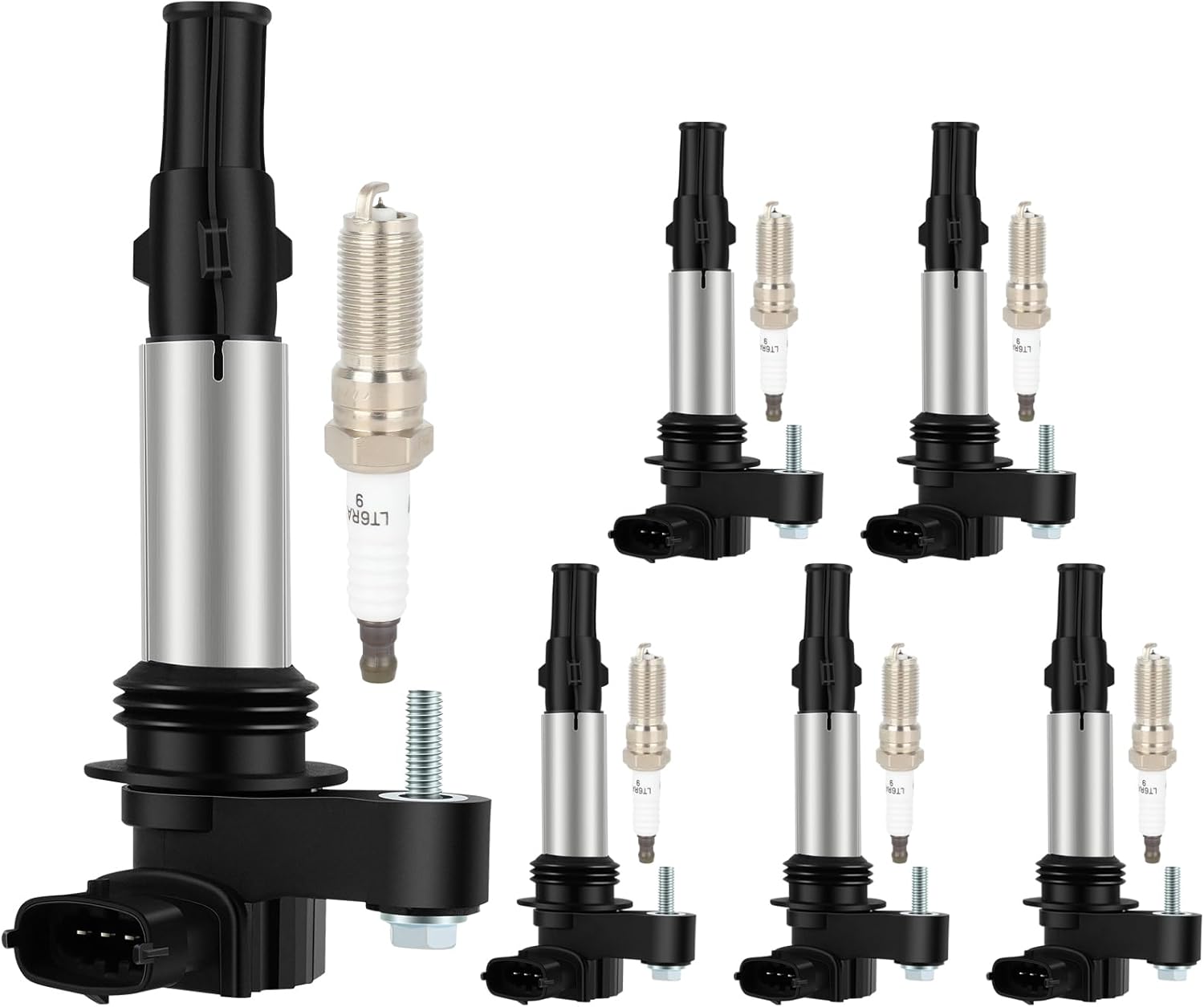 ASAPE 6 Ignition Coil Pack with 6PCS Spark Plugs for 2004-2009 for Cadillac CTS 2005-2008 for Buick Allure LaCrosse 2009 for Chevrolet Traverse for GMC Acadia, Replace UF375 GN10309 D501C