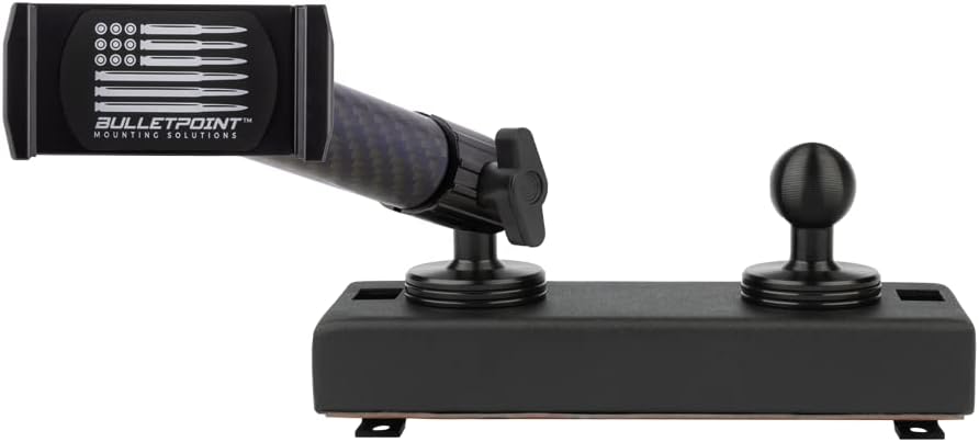 Bulletpoint Dash Mount Cell Phone Holder RAM Truck Compatible (2019+ 1500, 2500, 3500 and TRX) with 20mm Ball Mount - Compatible with iPhone and Android Smartphones (Dual Ball with 2 Phone Holders)