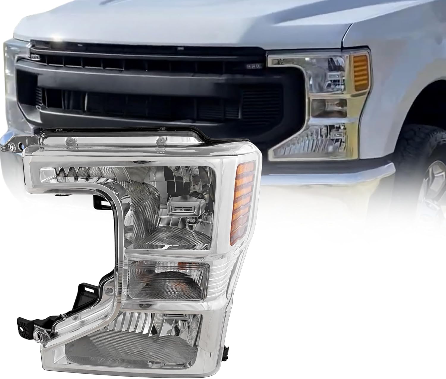 Headlight Assembly Compatible With Ford F-250 F-350 F-450 F-550 Super Duty 2020 2021 2022 Left/Driver Side, Halogen Headlamp,DOT/SAE Compliant,LC3Z13008B,FO2502405