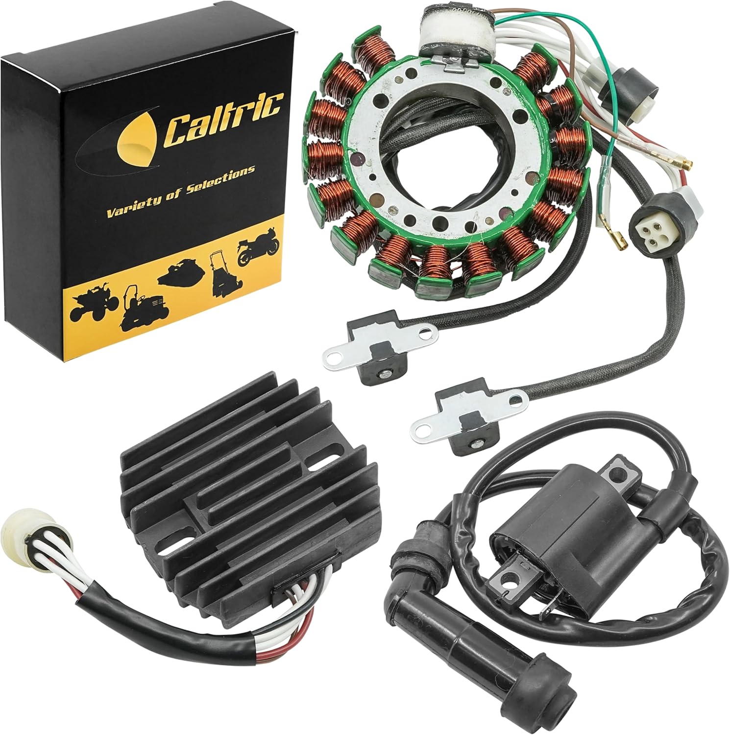 Caltric Stator & Regulator Rectifier Compatible with Yamaha Warrior 350 Yfm350 1989 & Ignition Coil