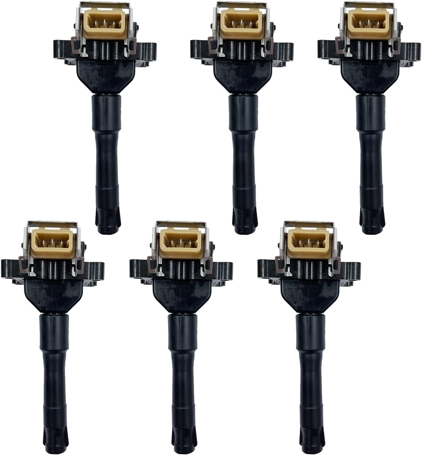 4 Holes Ignition Coil Packs Set Of 6 Compatible With BMW 318 320 325 520 525 530 540 730 740 840 M3 1.8 2.0 2.5 3.0 4.0 l4 l6 v8 E32 E34 E36 E38 M50 M52 M60 Uf226 Uf68 12131703359