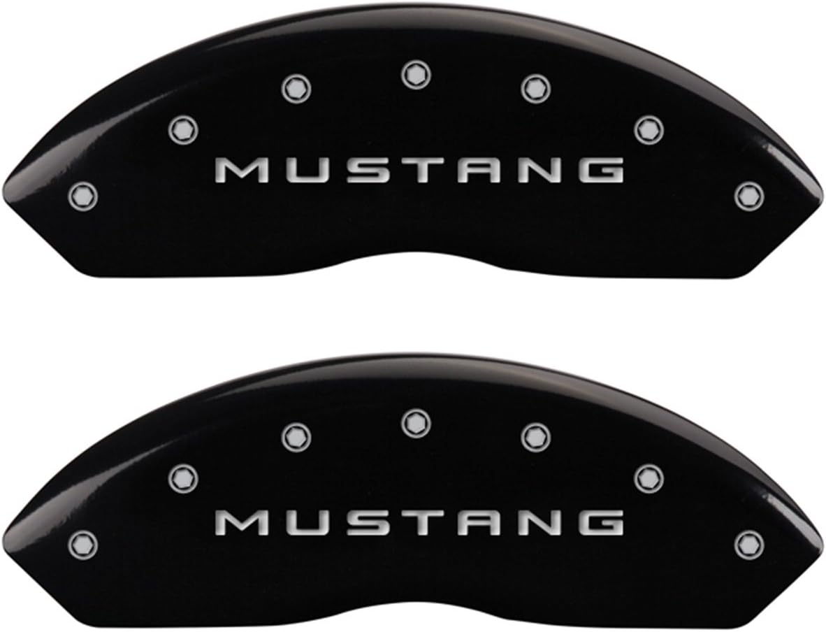 MGP Caliper Covers 10198SM37RD Red Brake Covers Engraved with Silver Mustang/3.7 (Set of 4)