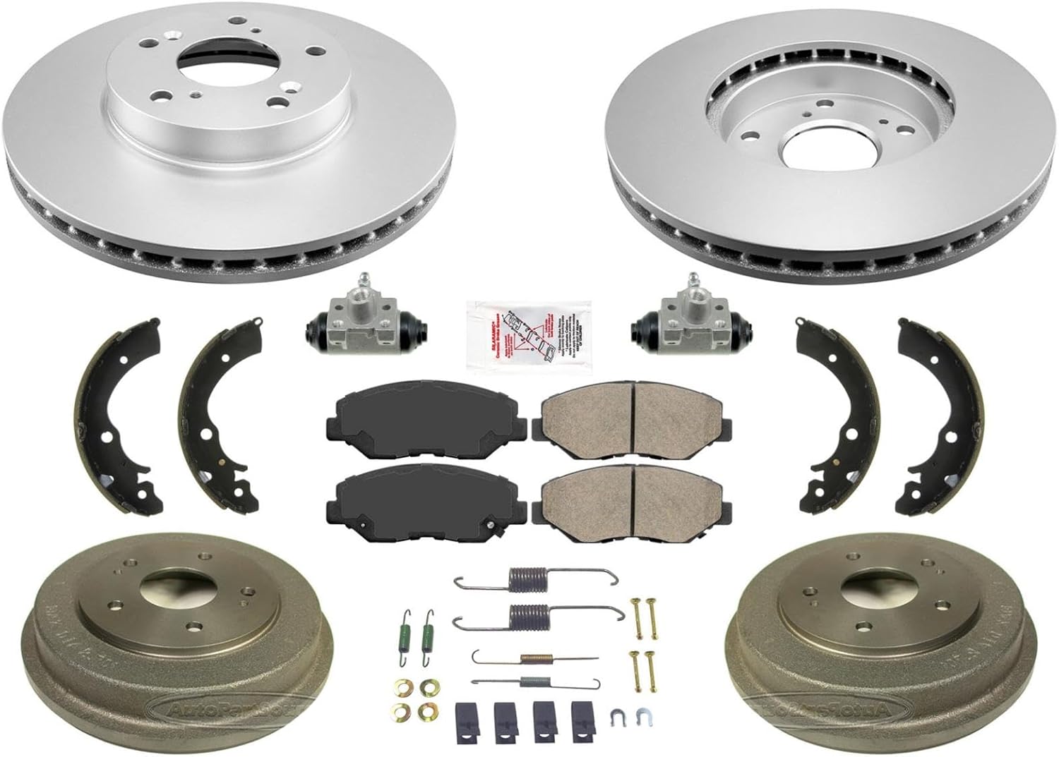 Front Rotors Drums Brake Shoes Springs Cylinders for Honda Accord 2.4L 03-07