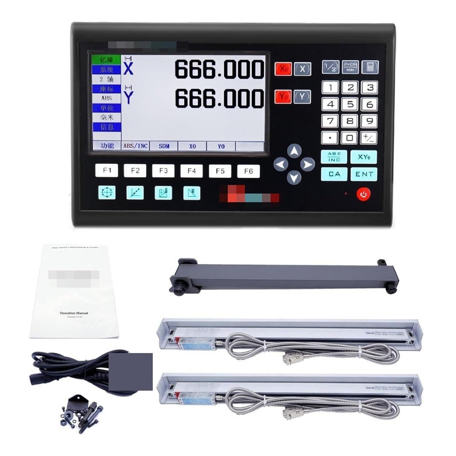 High Accuracy 2 Axis LCD Digital Readout and 2 Pieces 0-1000mm Linear Scale Encoder Sensor for Milling Lathe Turning Machine Practical and Reliable(HS800-2)