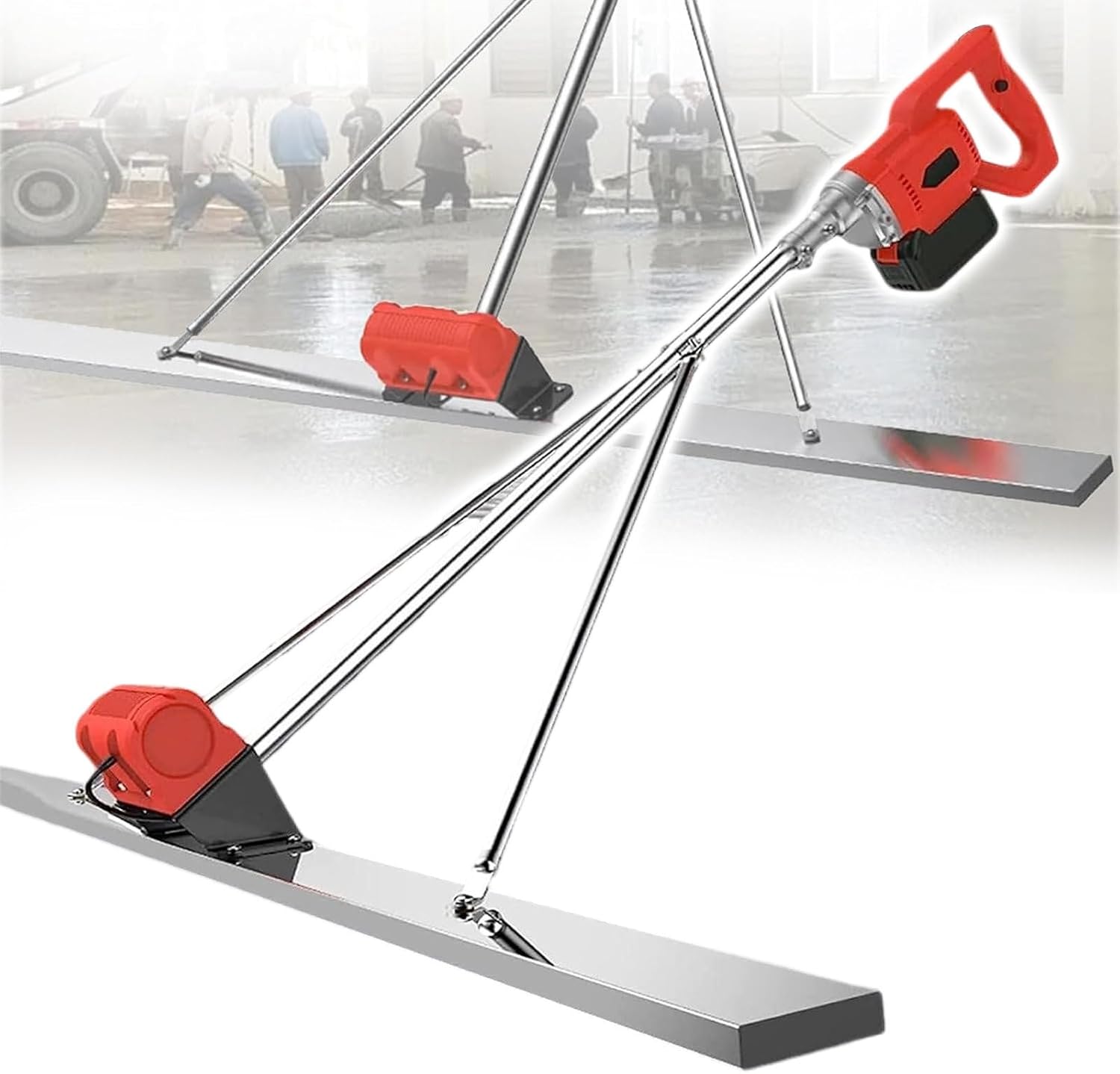 Concrete Vibration Tool Screed Ruler 1.5m/4.9ft Long, 2cm/0.8in Thick Stainless Steel Board, Cordless Battery Powered Concrete Road Leveller,220V (220v)